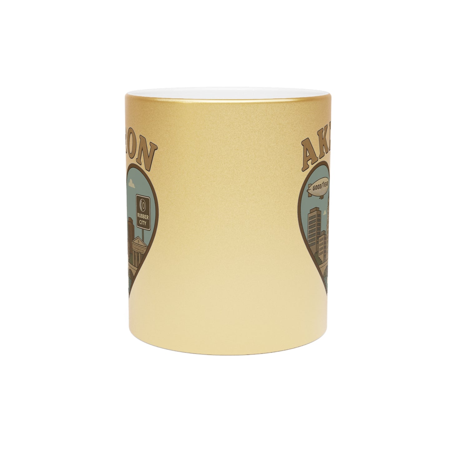 Sip the Essence of Akron with This Dazzling Metallic Mug - Perfect for Skyline Lovers!