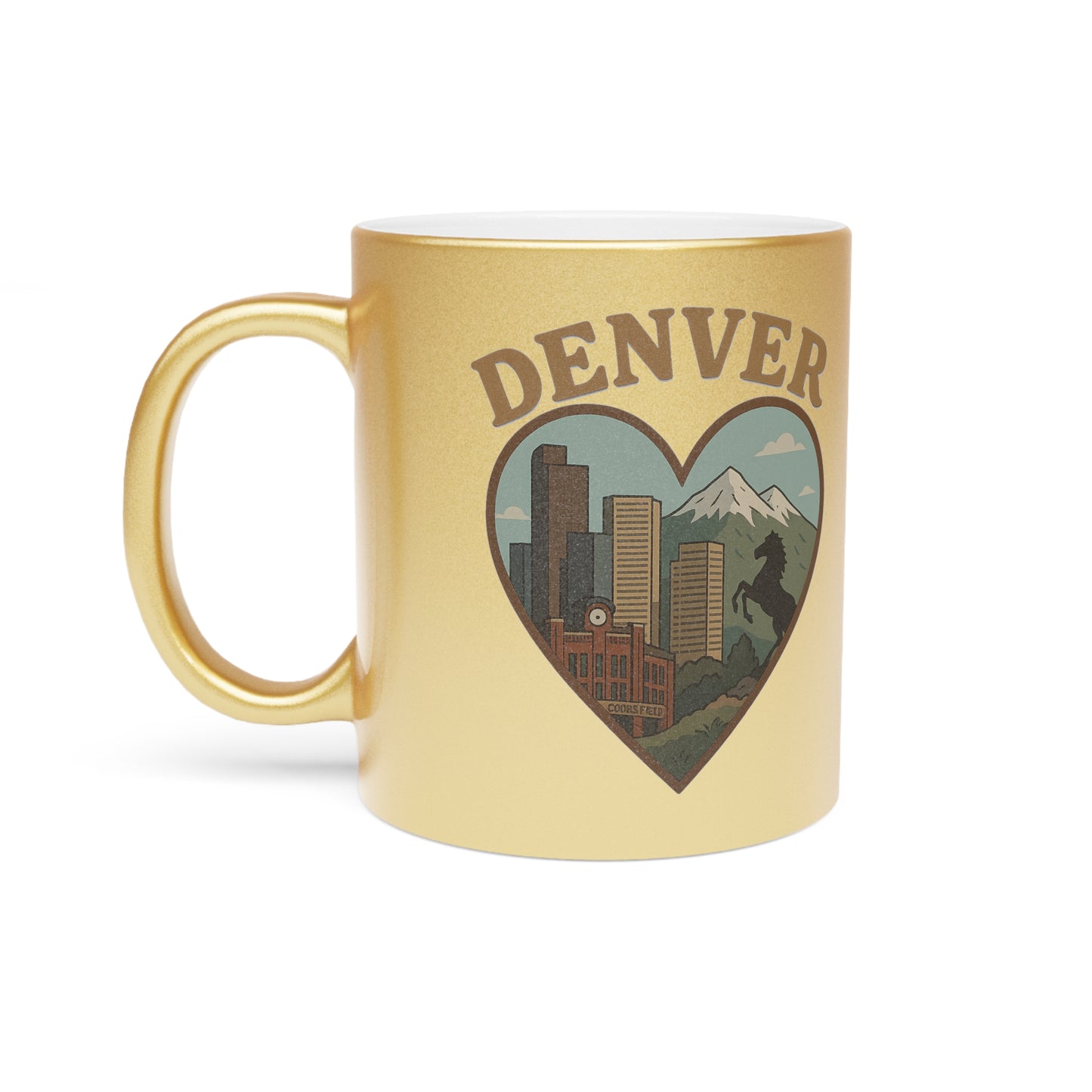 Discover Mile High Bliss with a Metallic Mug that Shimmers Denver Dreams