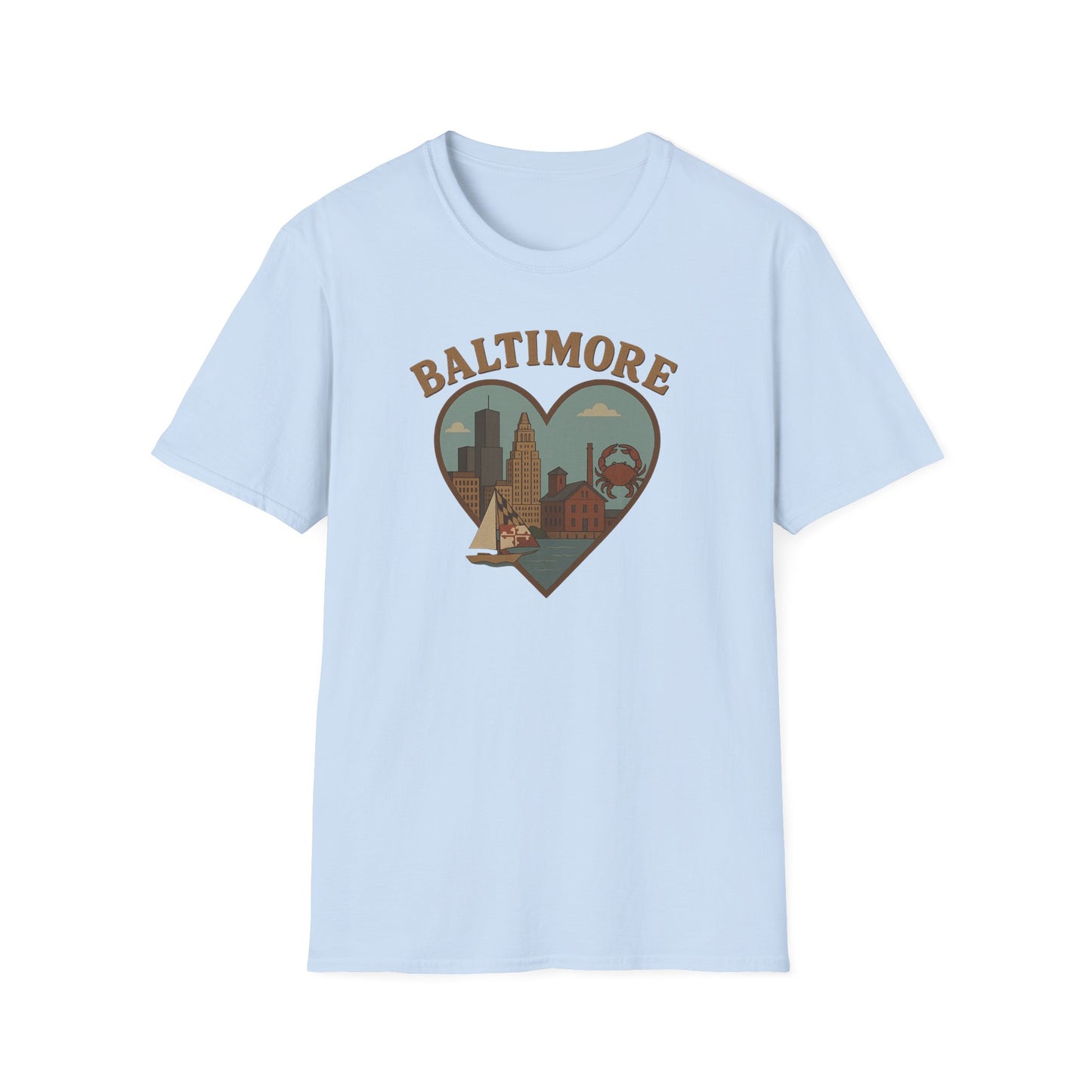 Embrace the Chaos of Baltimore with Our Heartfelt Skyline Crab T-Shirt!