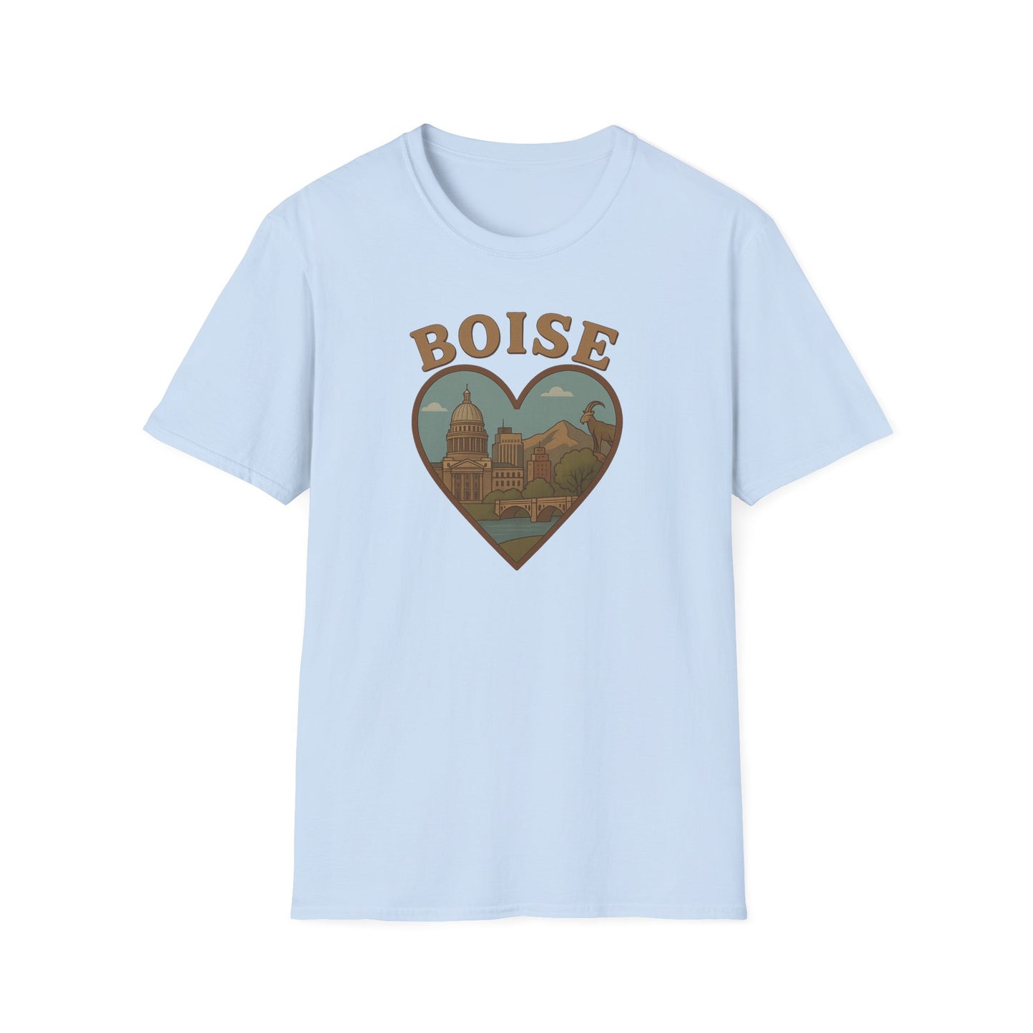 Fall in Love with Boise: Heartfelt Iconic Idaho Unisex Tee for Urban Adventurers