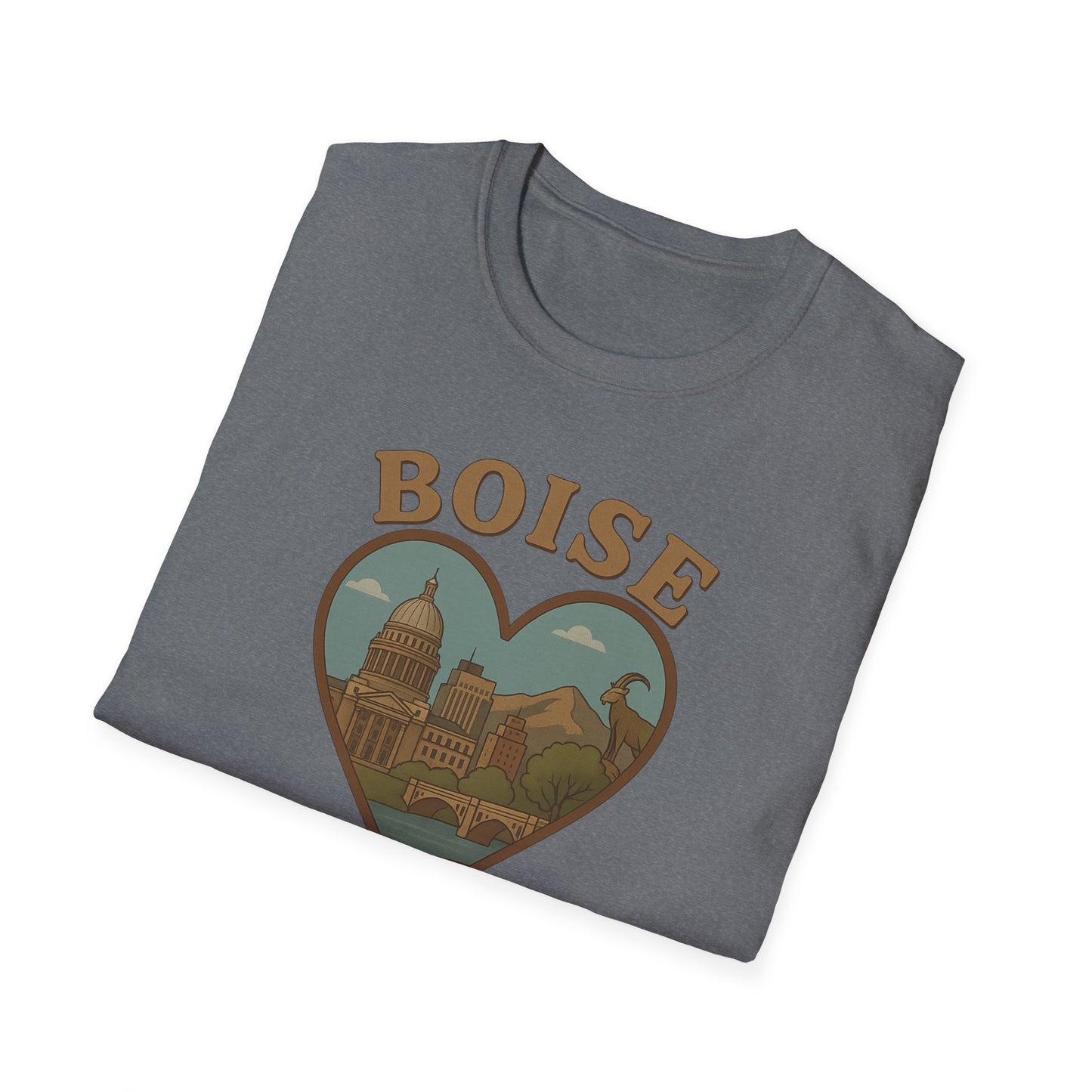 Fall in Love with Boise: Heartfelt Iconic Idaho Unisex Tee for Urban Adventurers