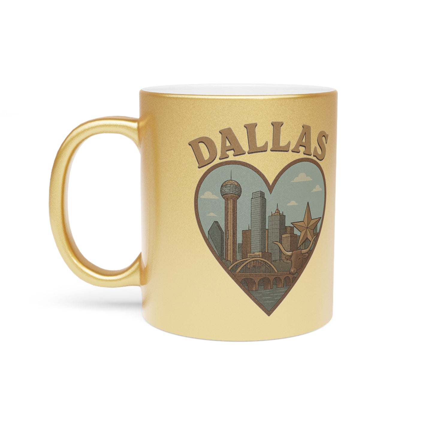 Sip Boldly with the Ultimate Dallas Metallic Mug - Gold and Silver Glory!