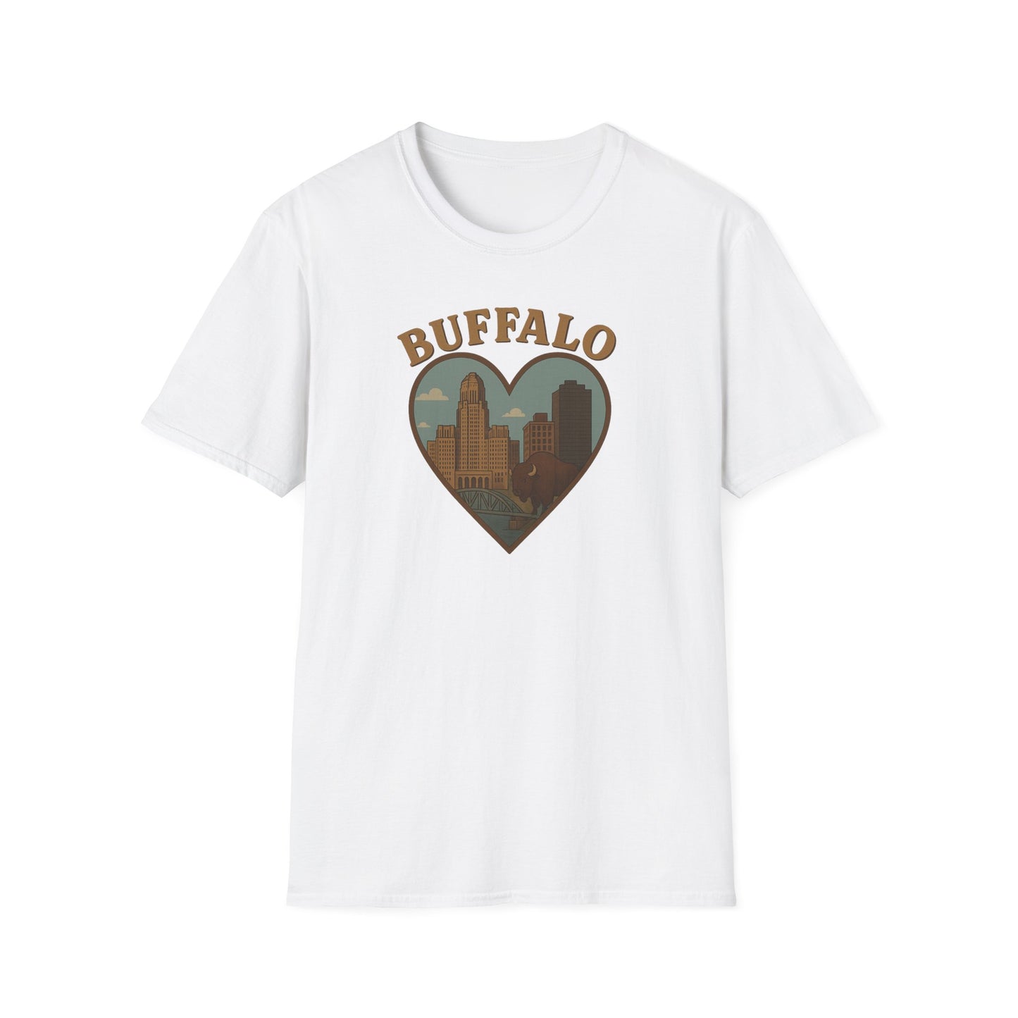 Buffalo Lovers Unite: Embrace City Skyline & Roaming Bison on a Soft Unisex Tee