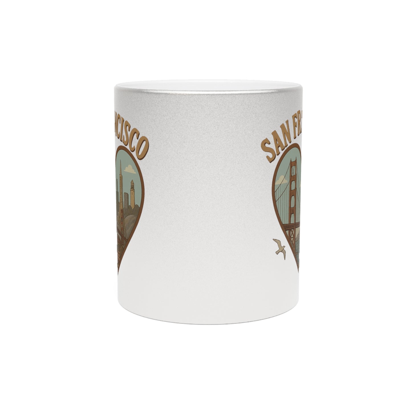 Sparkling Metallic Mug for San Francisco Lovers with Golden Gate Charm