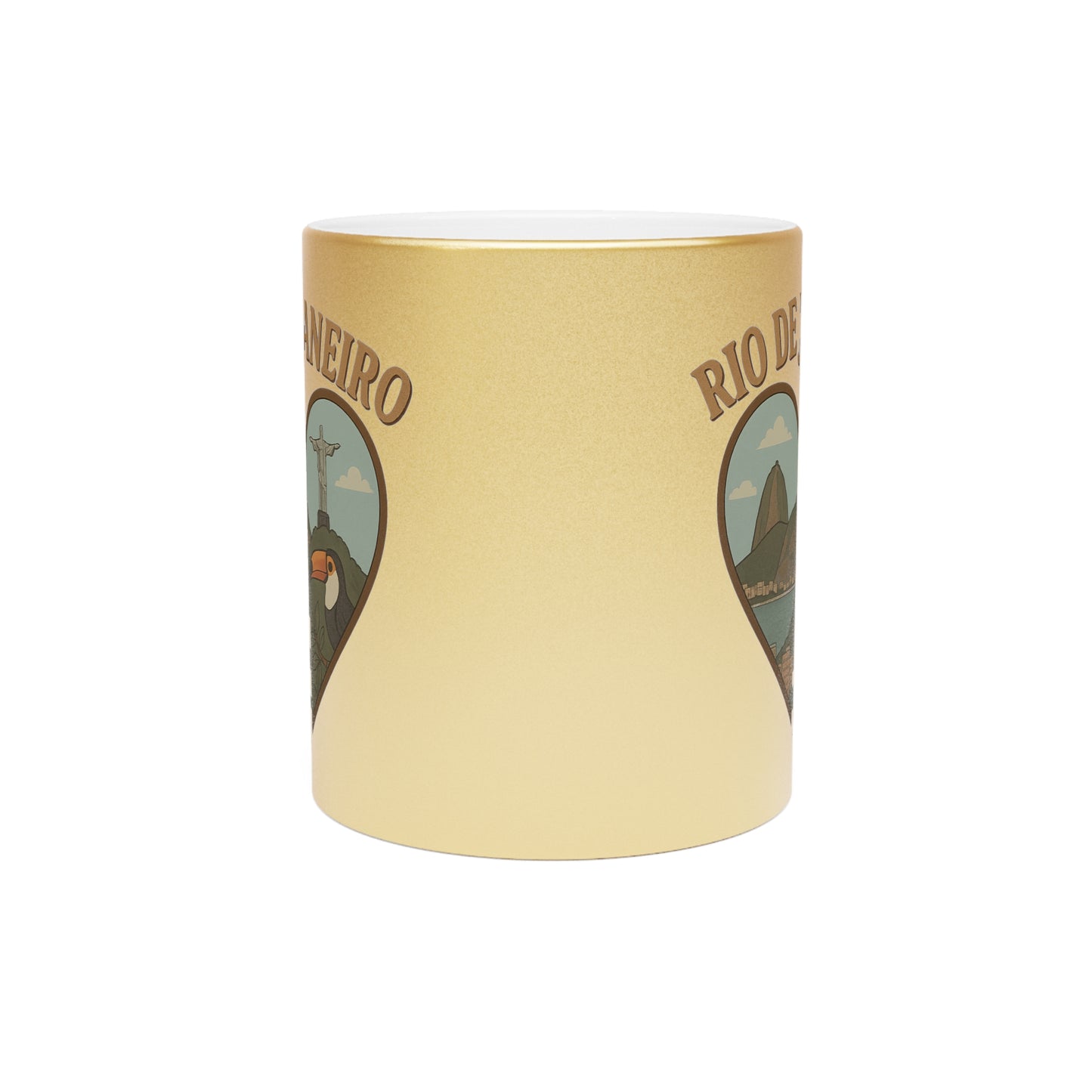 Sip Dreams in a Vintage Rio de Janeiro Metallic Mug - Gold and Silver Vibrance!