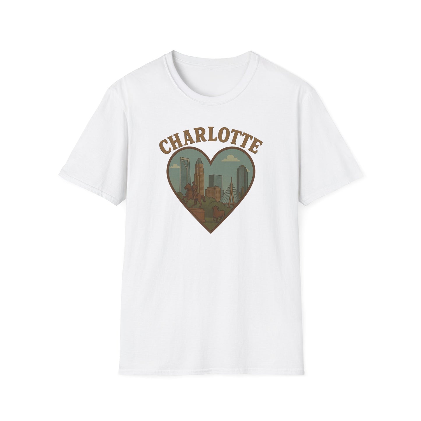 Fall in Love with Charlotte Unisex T-Shirt - Heartfelt City Skyline Style!