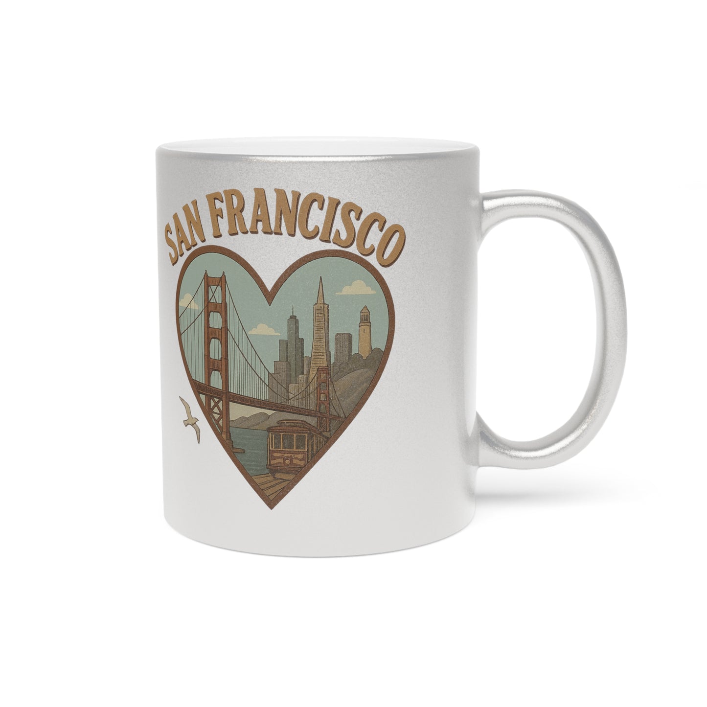 Sparkling Metallic Mug for San Francisco Lovers with Golden Gate Charm