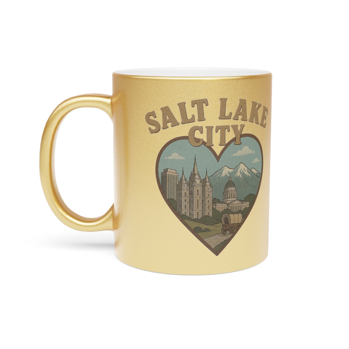 Unleash Your Inner Pioneer Spirit with Our Vintage Salt Lake City Metallic Mug!