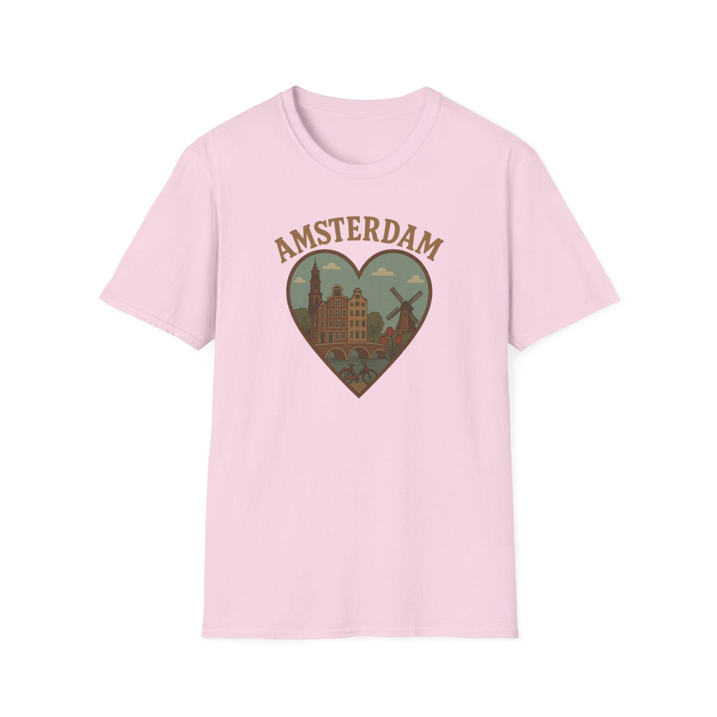 Fall in Love with Amsterdam: Unisex Soft T-Shirt for Travel Enthusiasts