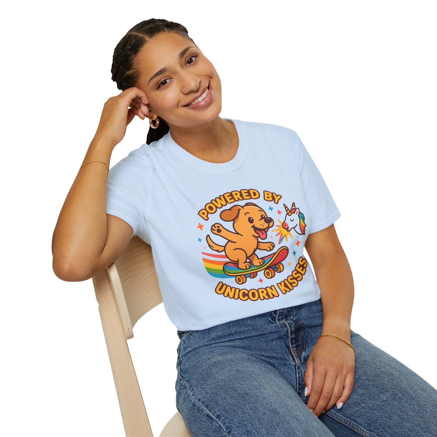 Unleash Your Inner Magic with Our 'Powered By Unicorn Kisses' Unisex Tee