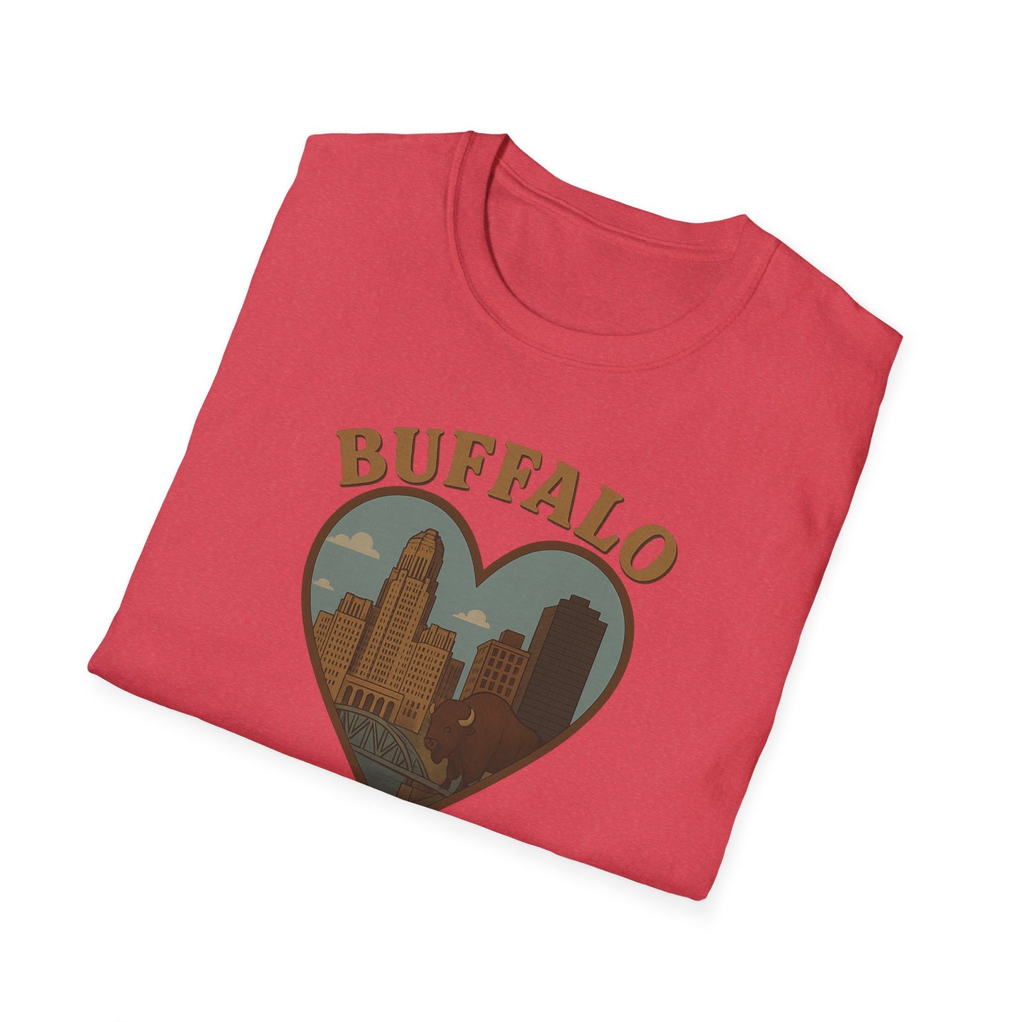 Buffalo Lovers Unite: Embrace City Skyline & Roaming Bison on a Soft Unisex Tee
