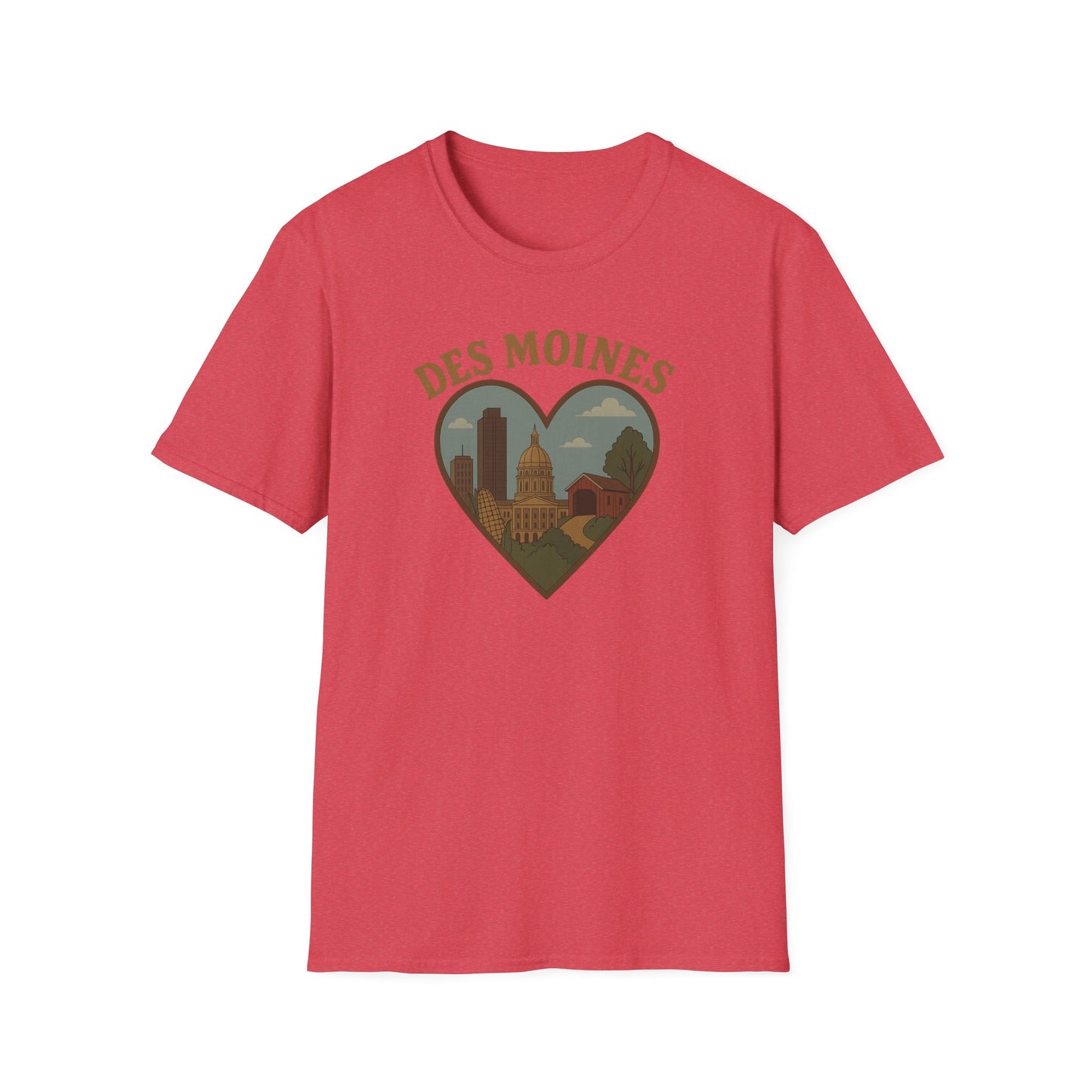 Fall in Love with Des Moines: Unisex Soft Tee Celebrating Iowa's Capital with Heart