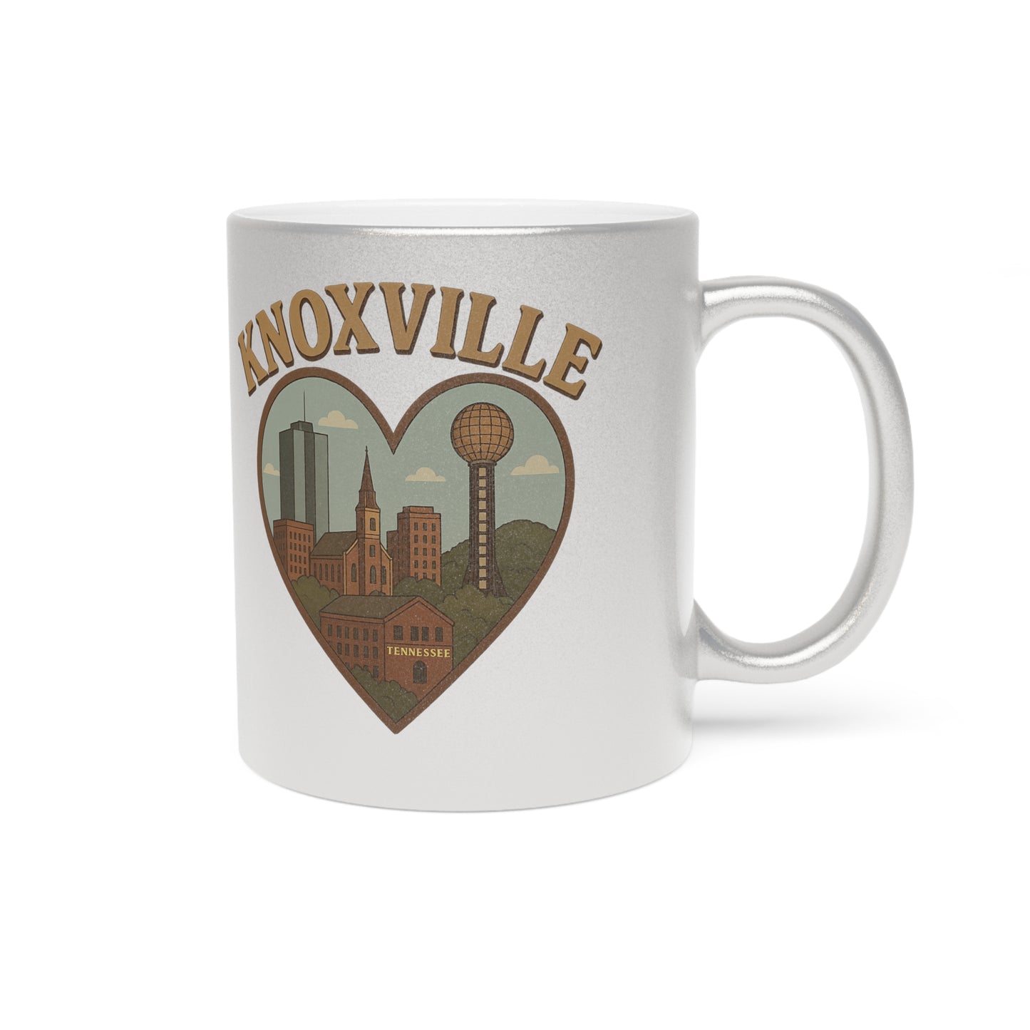 Sip Vibes with the Ultimate Knoxville Skyline Metallic Mug in Silver and Gold