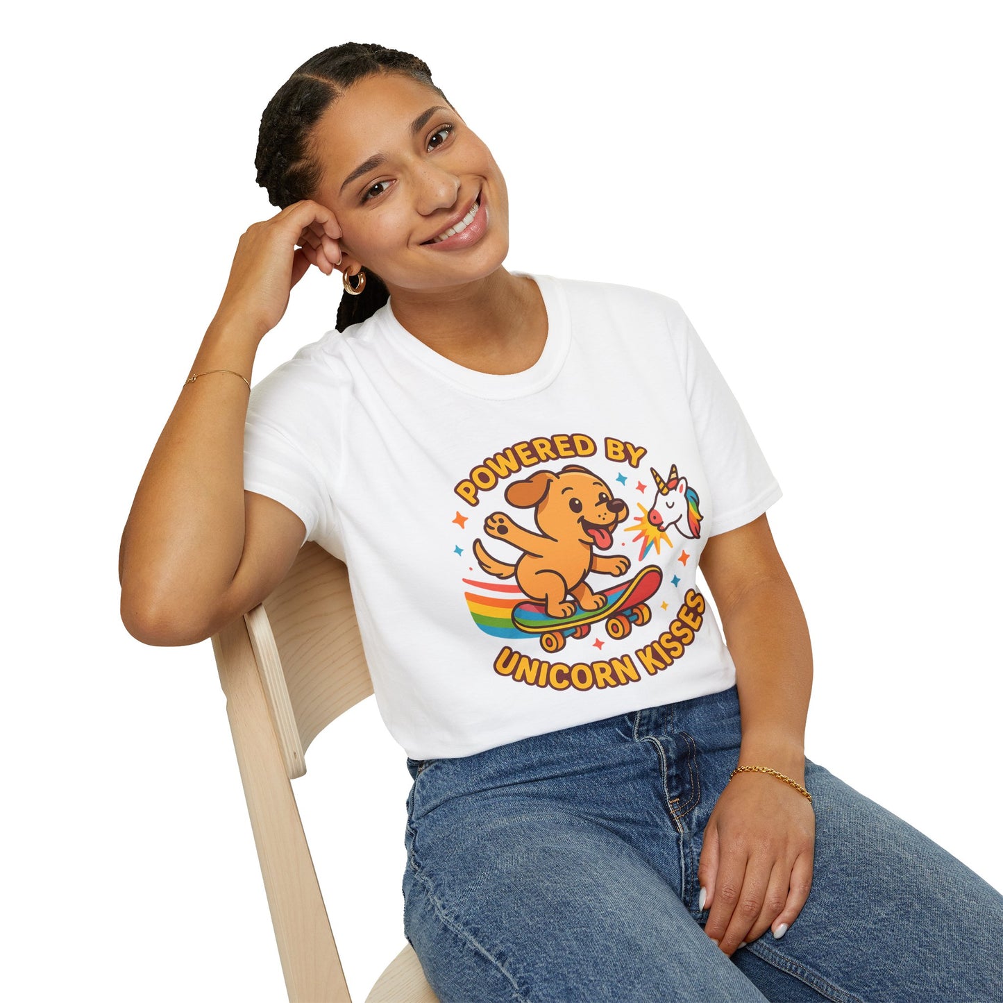 Unleash Your Inner Magic with Our 'Powered By Unicorn Kisses' Unisex Tee