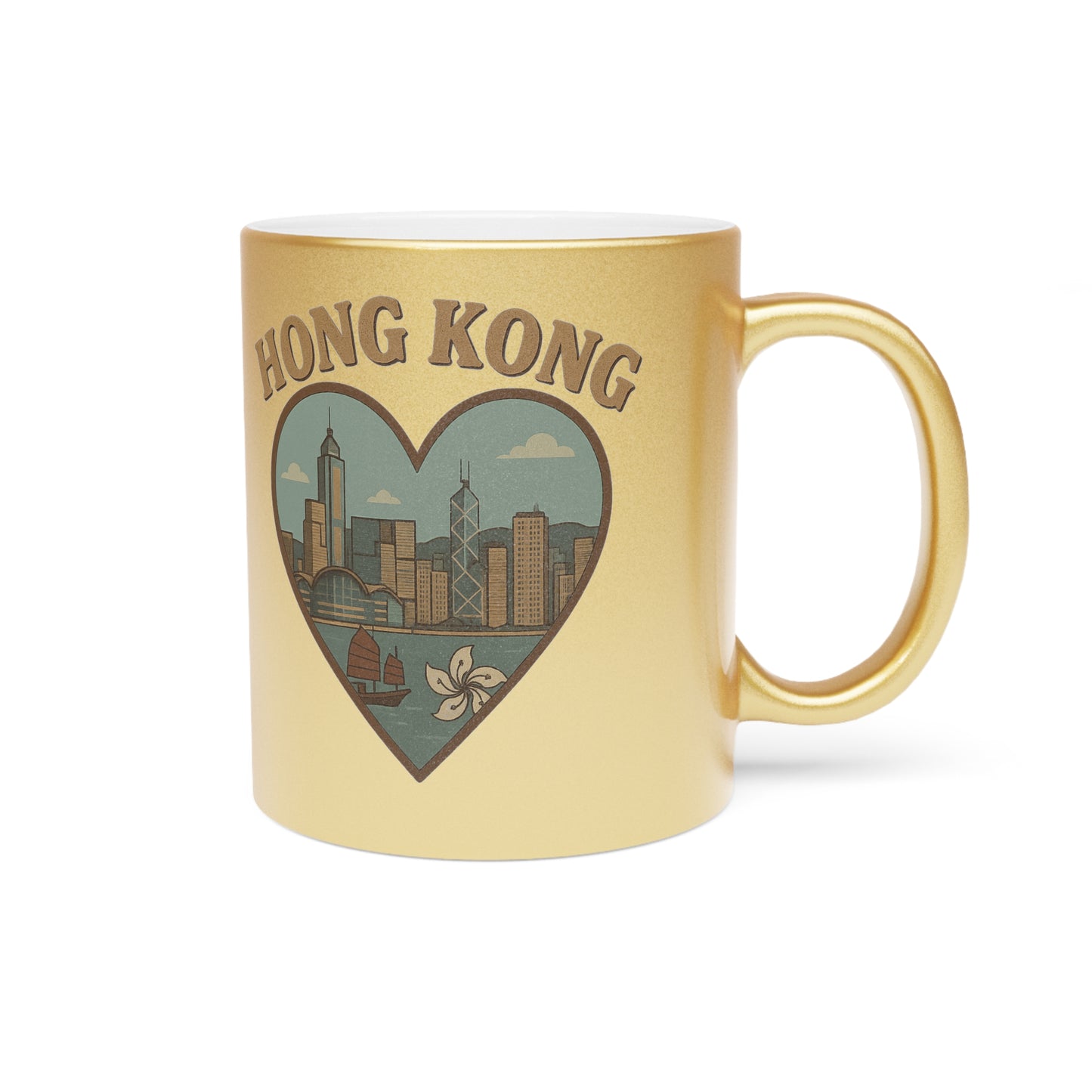 Gleaming Hong Kong Metallic Mug: Grab a Sip of Skyline Nostalgia!