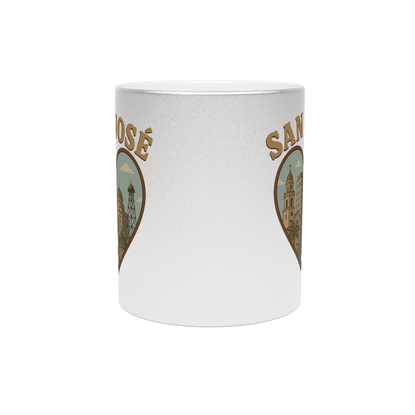 Sparkle and Sip: San José Skyline Metallic Mug for Urban Mug Enthusiasts