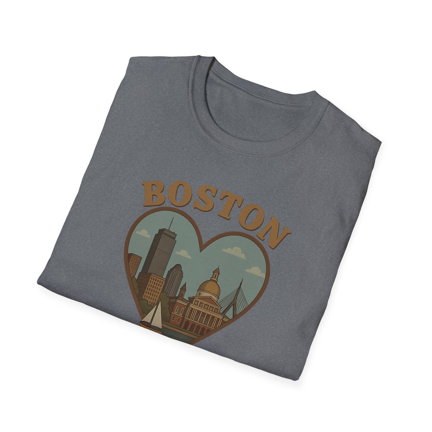Embrace Boston Love with this Heartfelt Skyline Graphic T-Shirt