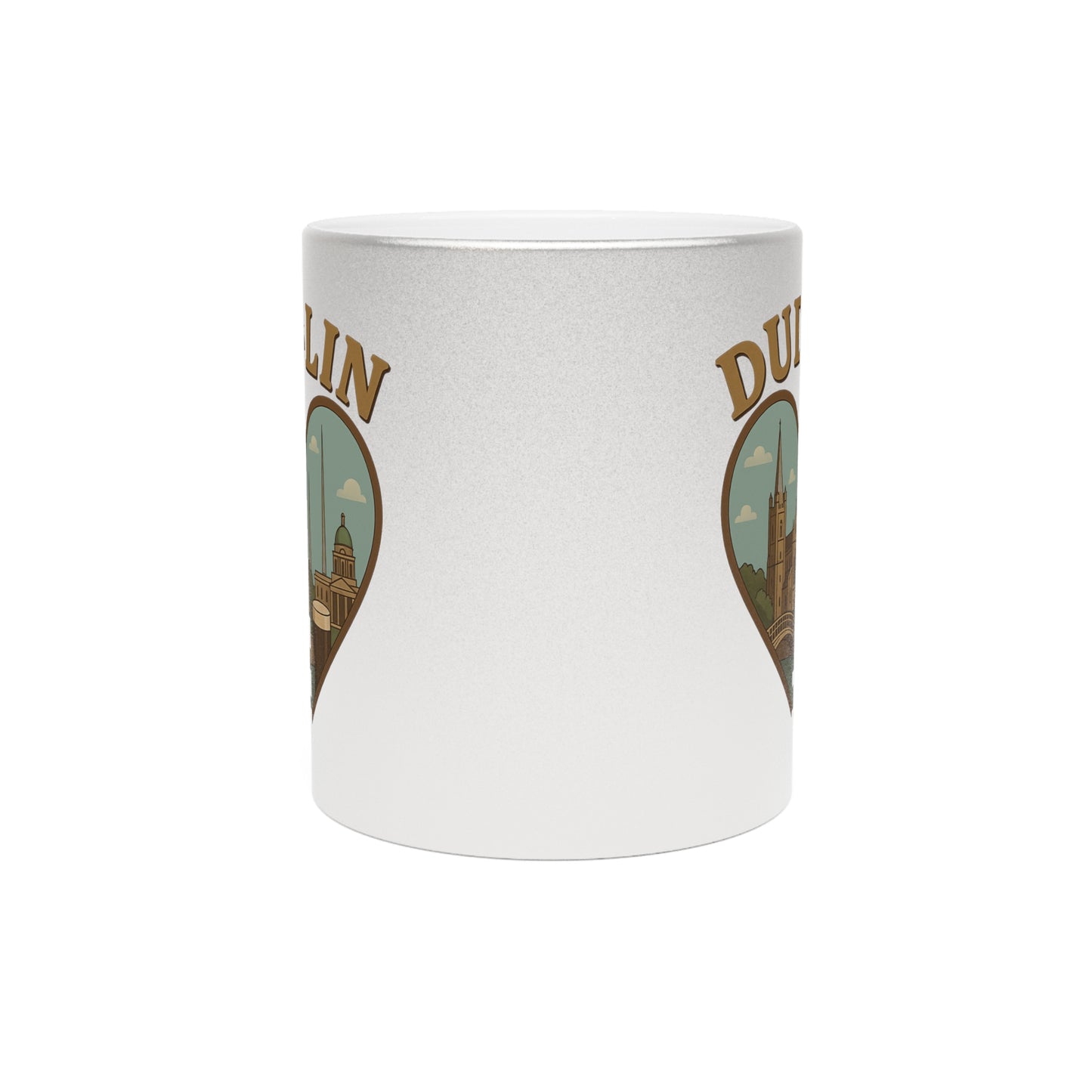 Sip in Style with Our Vintage Dublin Skyline Metallic Mug in Silver & Gold!