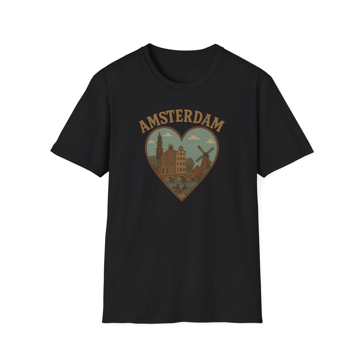 Fall in Love with Amsterdam: Unisex Soft T-Shirt for Travel Enthusiasts