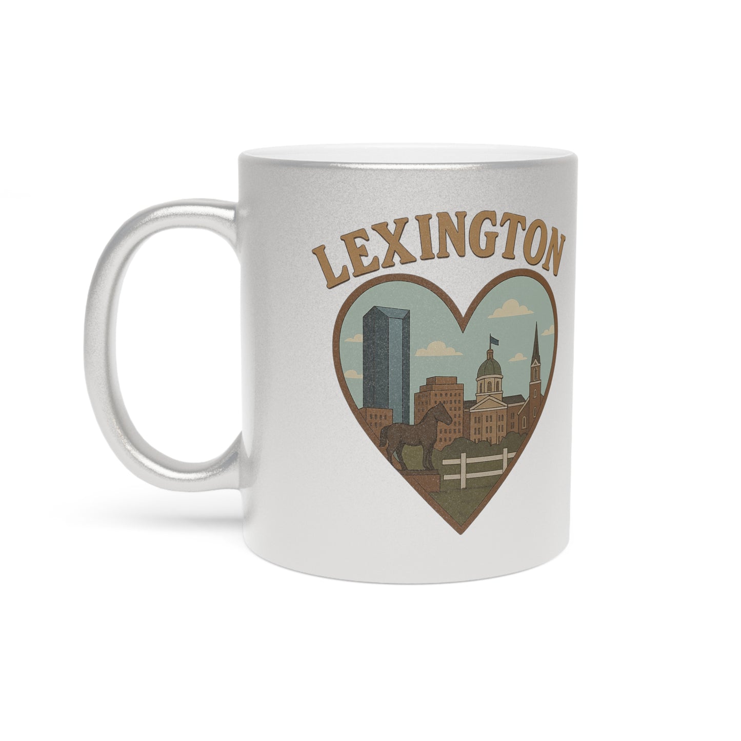Shimmering Lexington Skyline Mug for Iconic Sips in Metallic Bliss