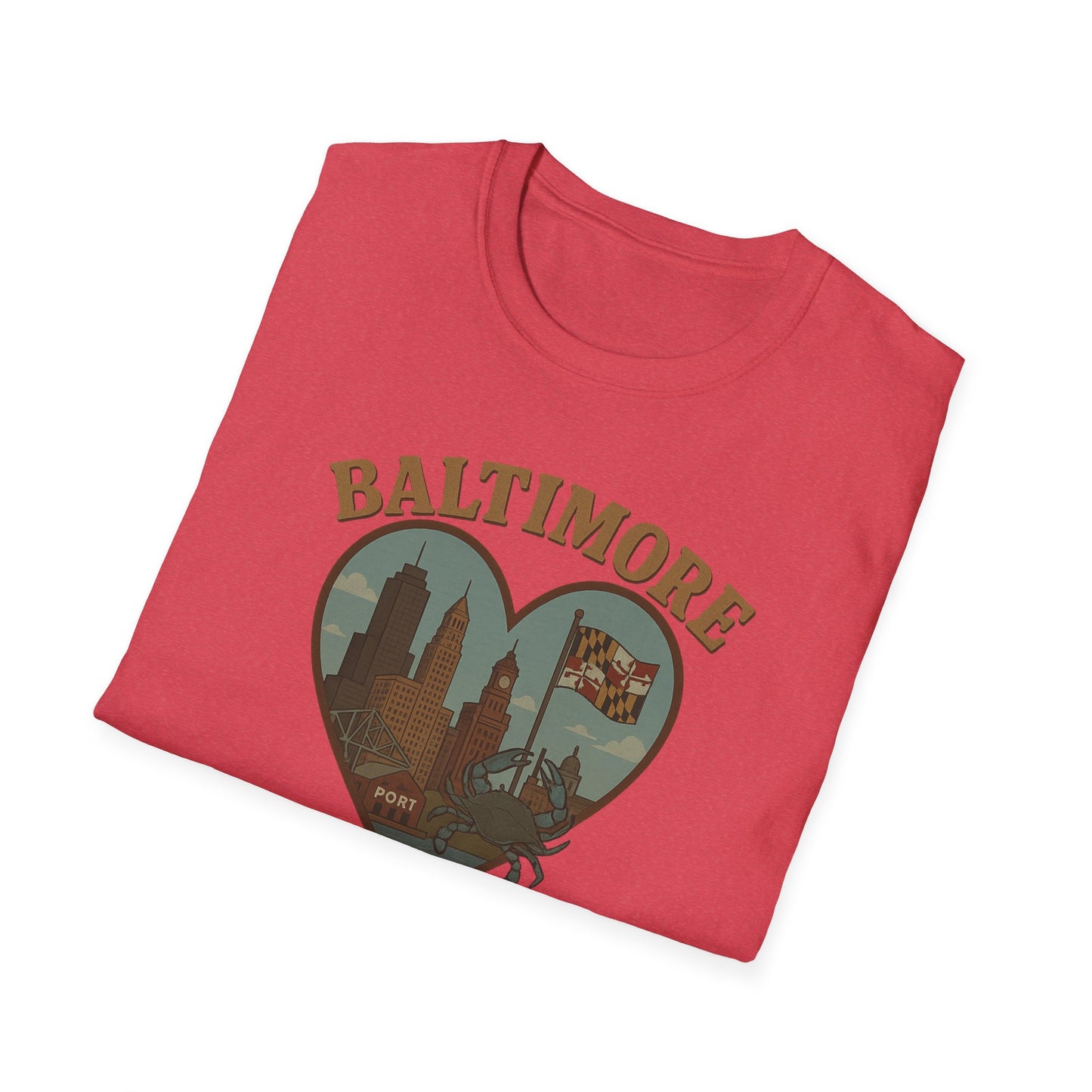 Show Your Love for Baltimore with This Iconic Soft Unisex Crab Heart T-Shirt!