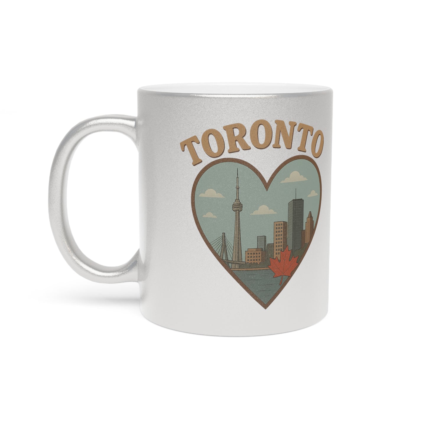 Metallic Toronto Mug with Heartwarming Skyline - Silver & Gold Delight