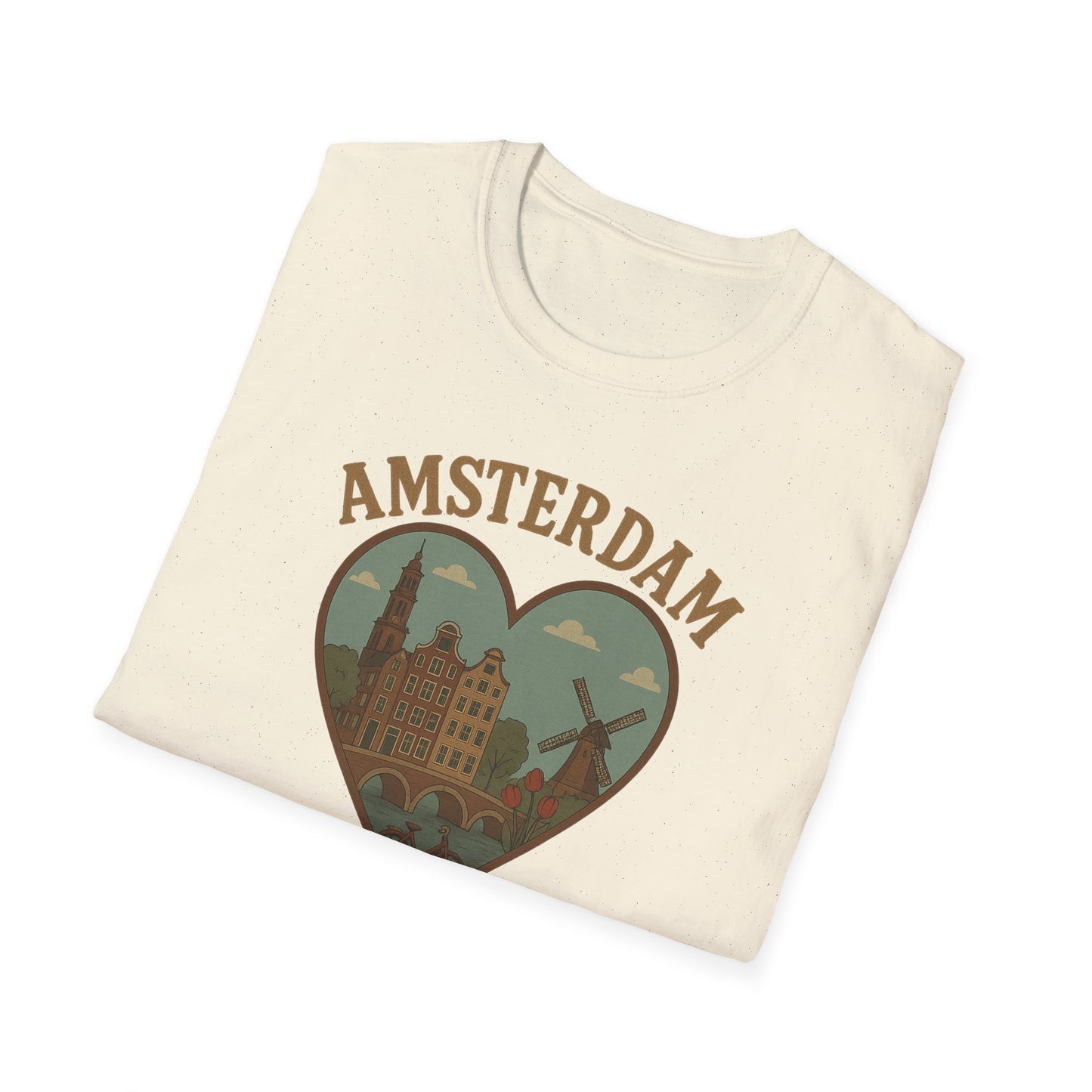 Fall in Love with Amsterdam: Unisex Soft T-Shirt for Travel Enthusiasts