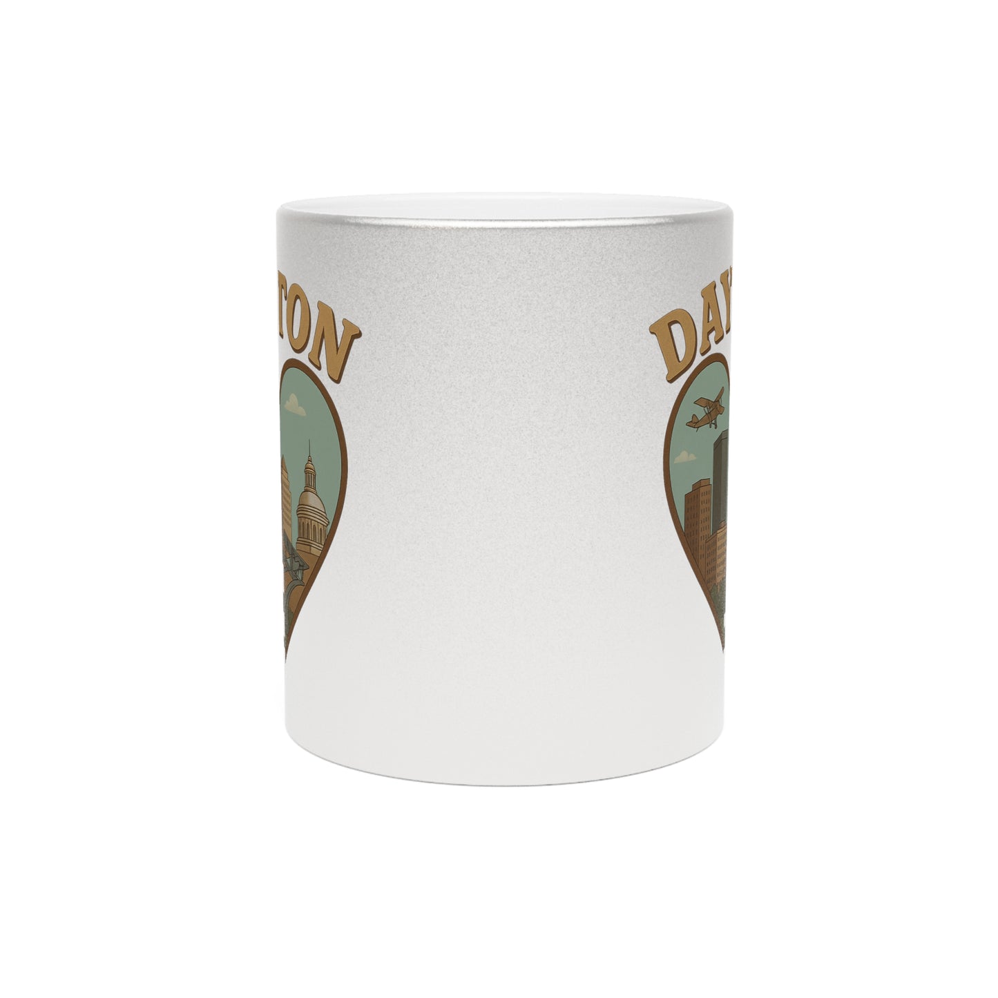 Sip in Style with the Irresistible Dayton skyline Metallic Mug - A Perfect Blend of Silver and Gold Glam!