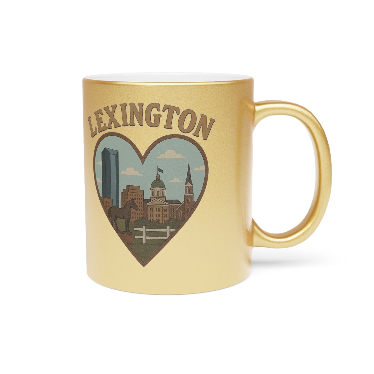 Shimmering Lexington Skyline Mug for Iconic Sips in Metallic Bliss