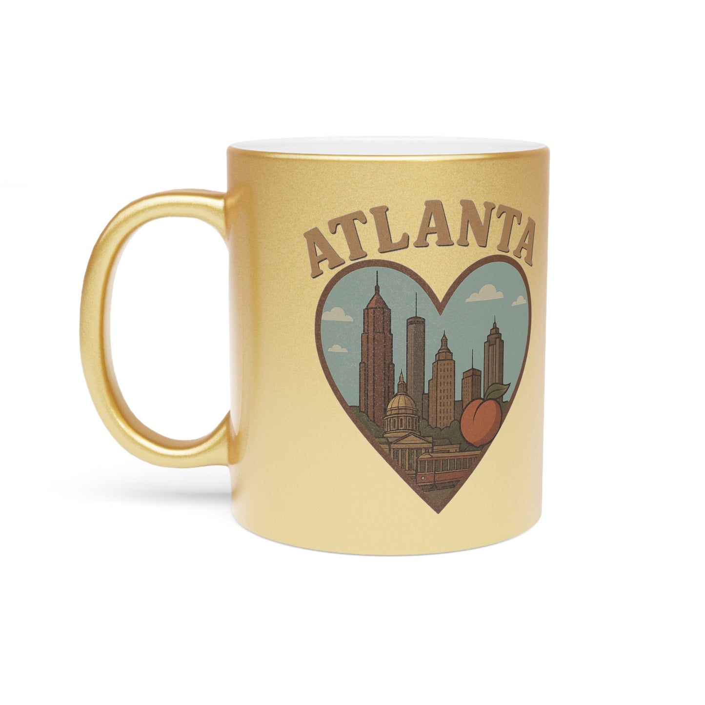 Sip Stylishly with the Ultimate Metallic Atlanta Skyline Mug - Silver and Gold!