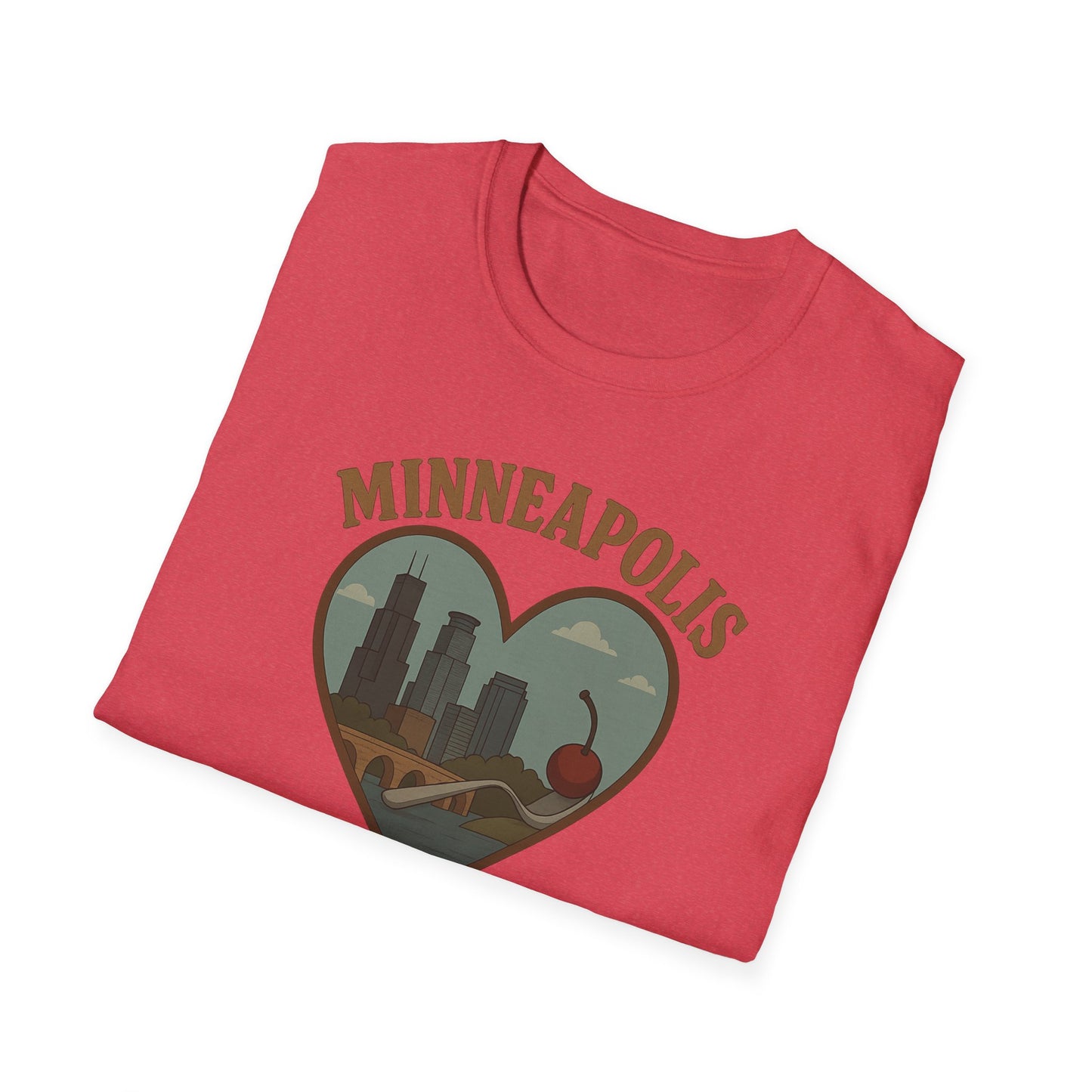 Celebrate Minneapolis Love with Heart-Shaped Skyline and Cherry Fork Tee