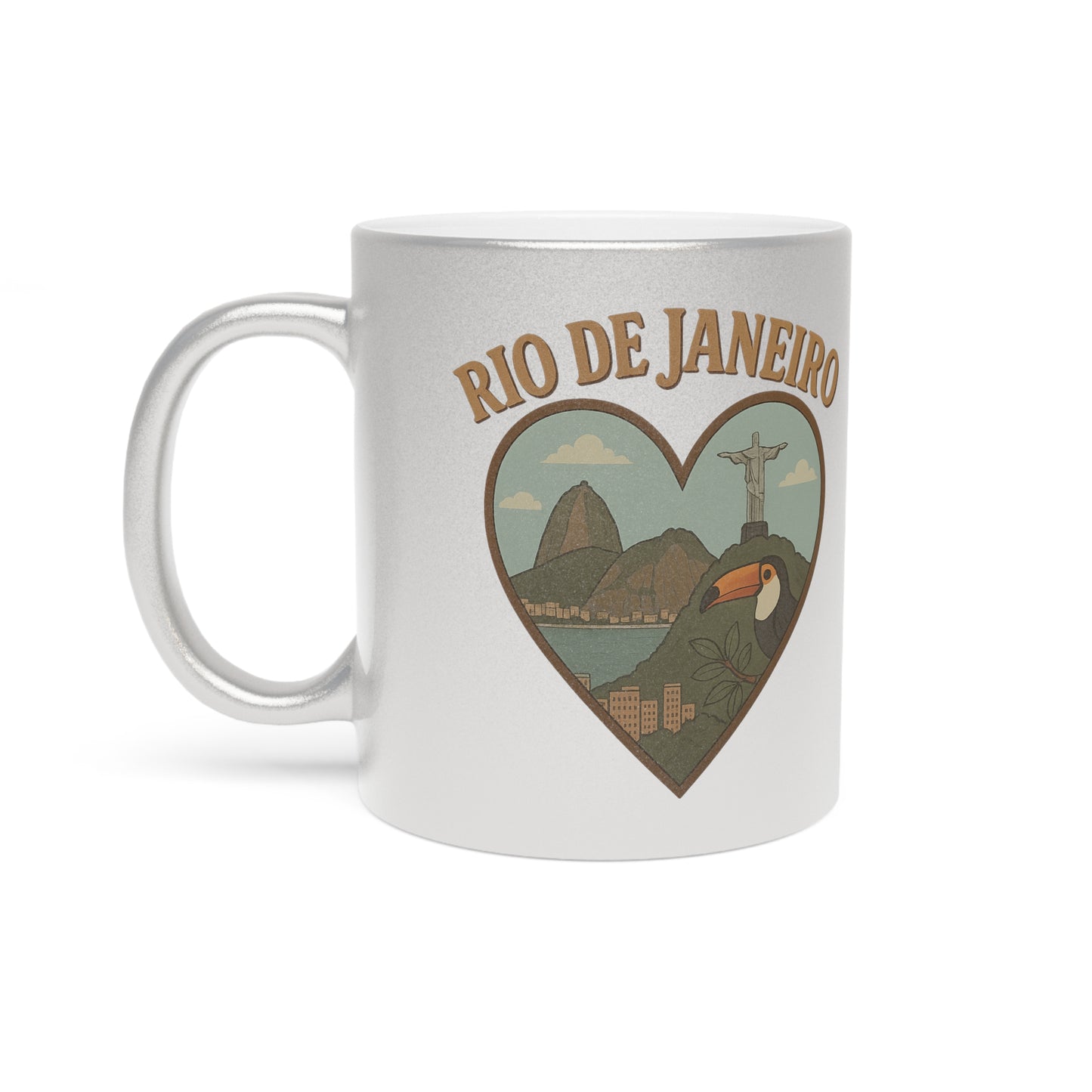 Sip Dreams in a Vintage Rio de Janeiro Metallic Mug - Gold and Silver Vibrance!