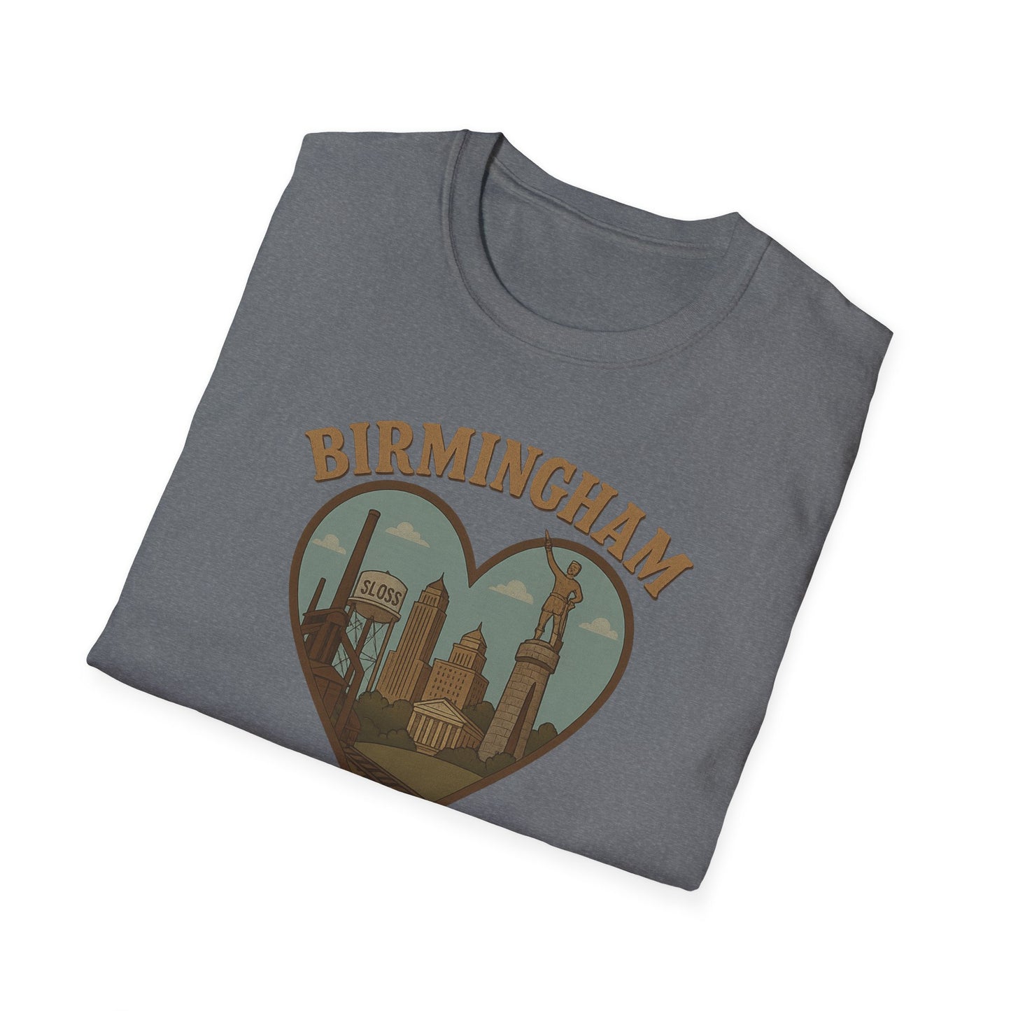 Fall in Love with Birmingham: A Nostalgic Tribute on the Soft Gildan 64000 Tee