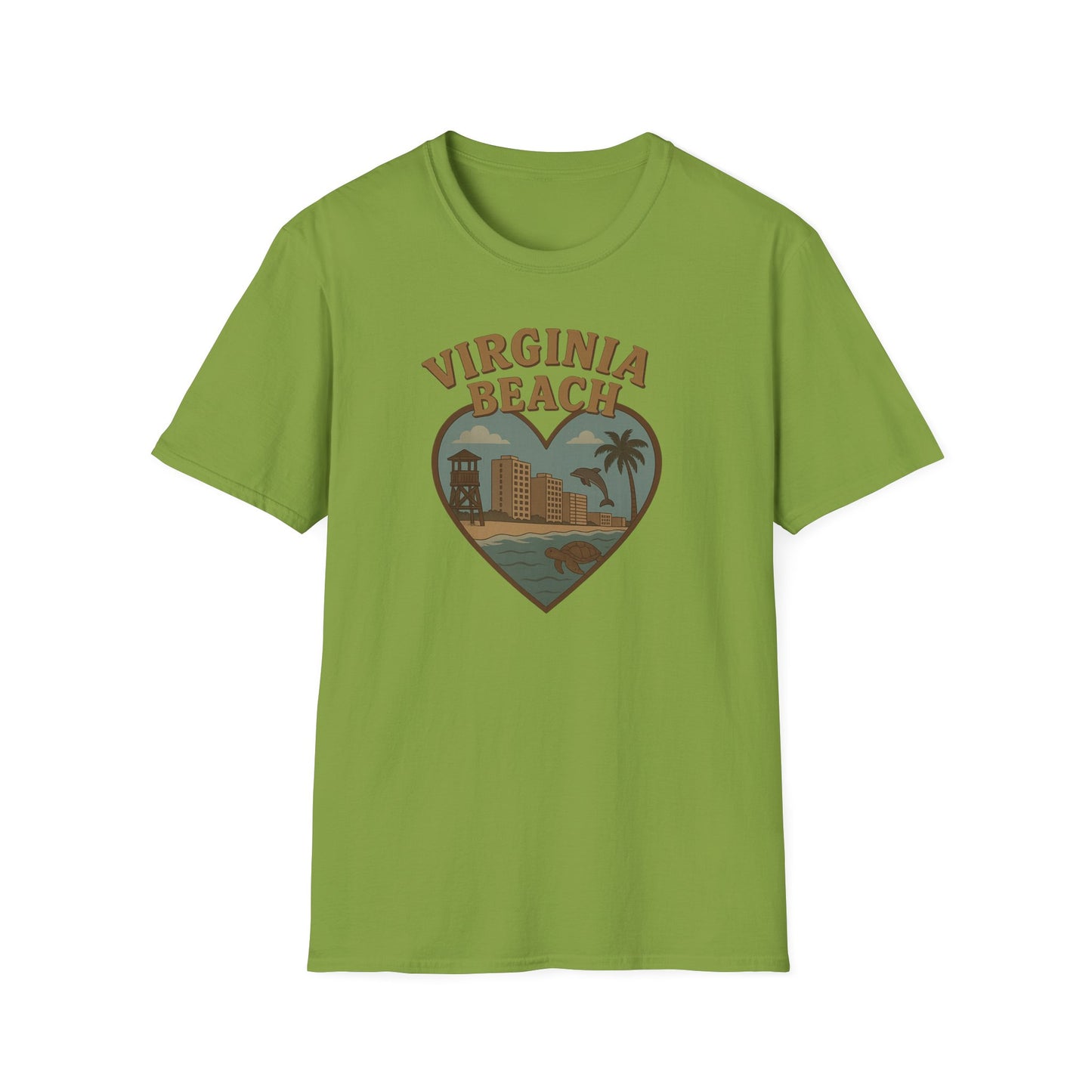 Groovy Virginia Beach T-Shirt - Celebrate Coastal Vibes with Dolphins and Turtles