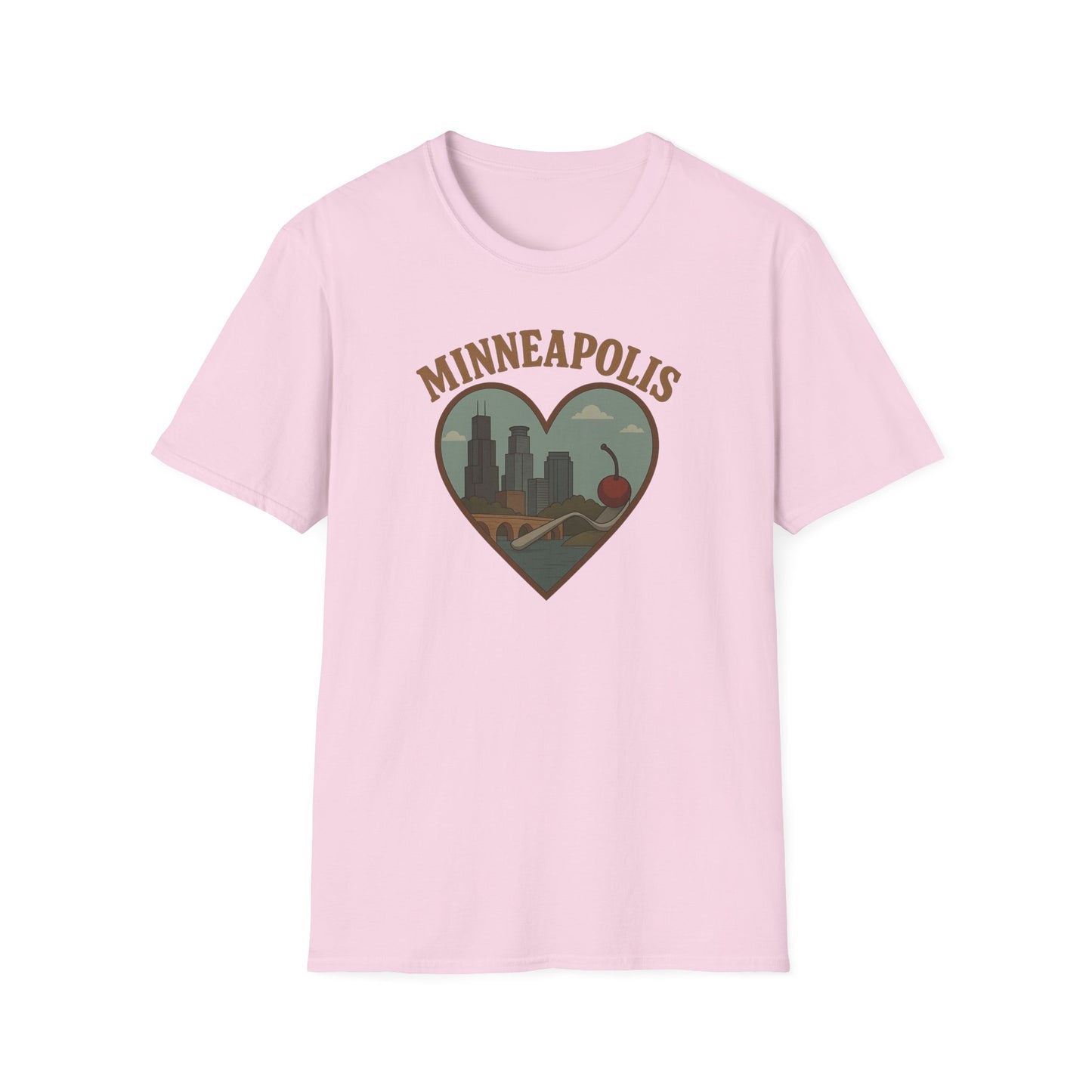 Celebrate Minneapolis Love with Heart-Shaped Skyline and Cherry Fork Tee