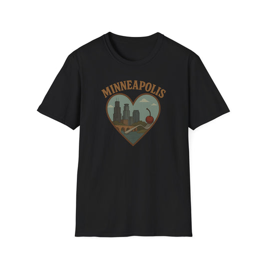 Celebrate Minneapolis Love with Heart-Shaped Skyline and Cherry Fork Tee
