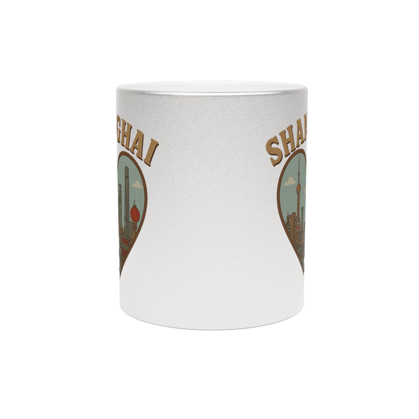 Gleaming Shanghai Love Metallic Mug: Sip Dreams, Hold Shanghai