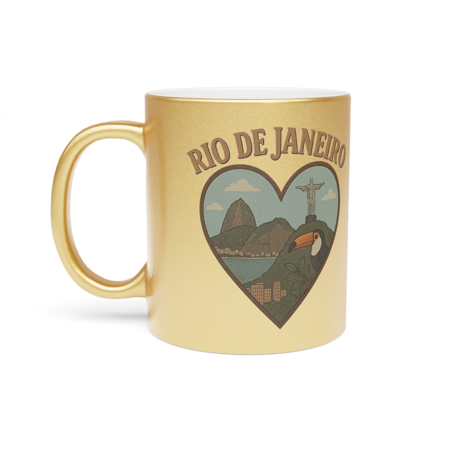 Sip Dreams in a Vintage Rio de Janeiro Metallic Mug - Gold and Silver Vibrance!