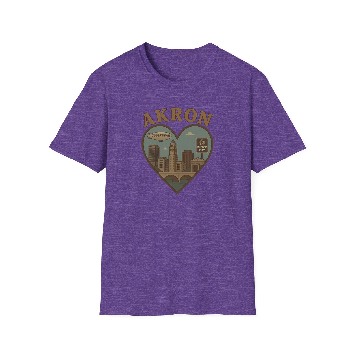 Unisex 'Love Akron' Rubber City Skyline T-Shirt for Vintage Nostalgia Vibes