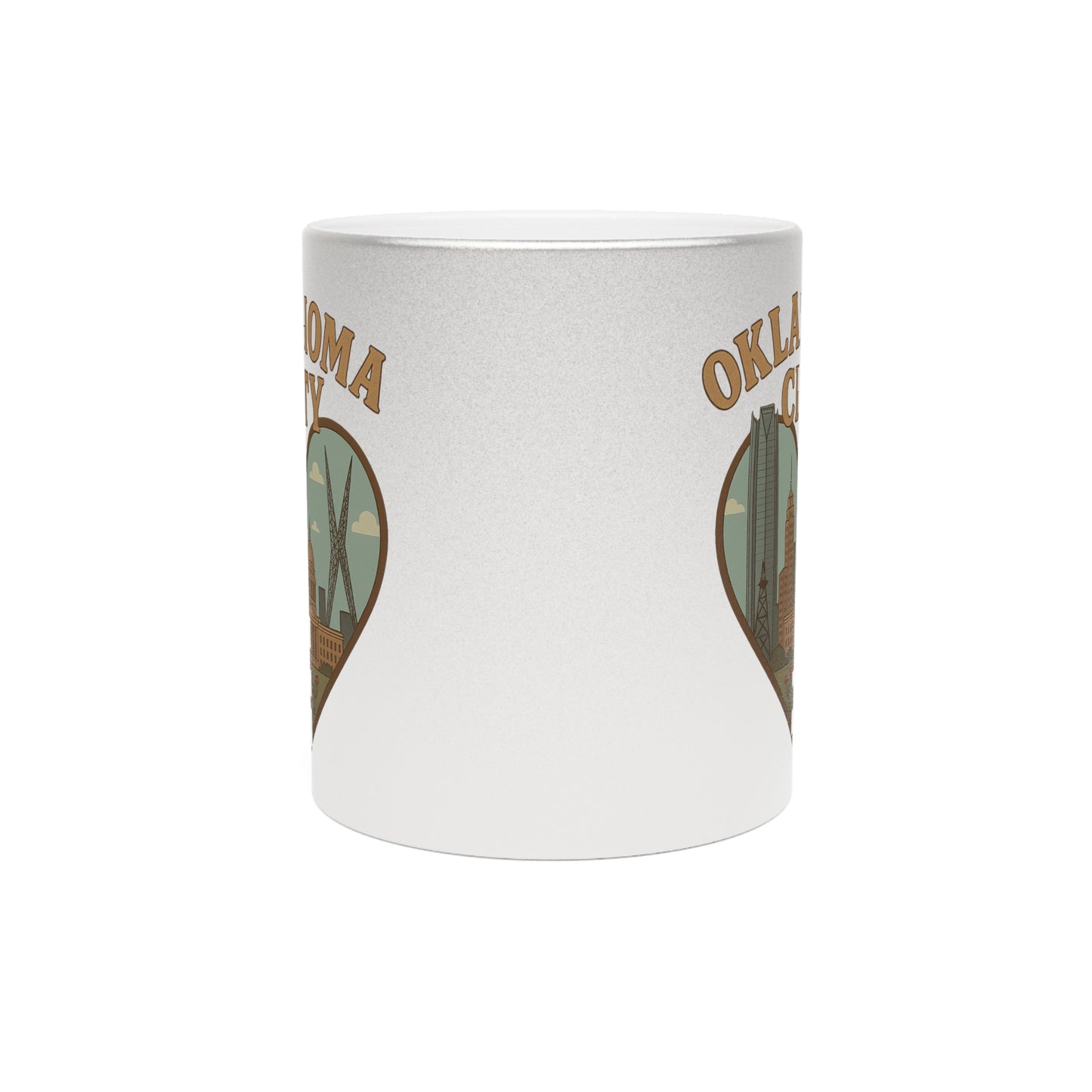 Sip in Style with the Oklahoma City Heartfelt Metallic Mug - Silver or Gold Vintage Chic Delight!