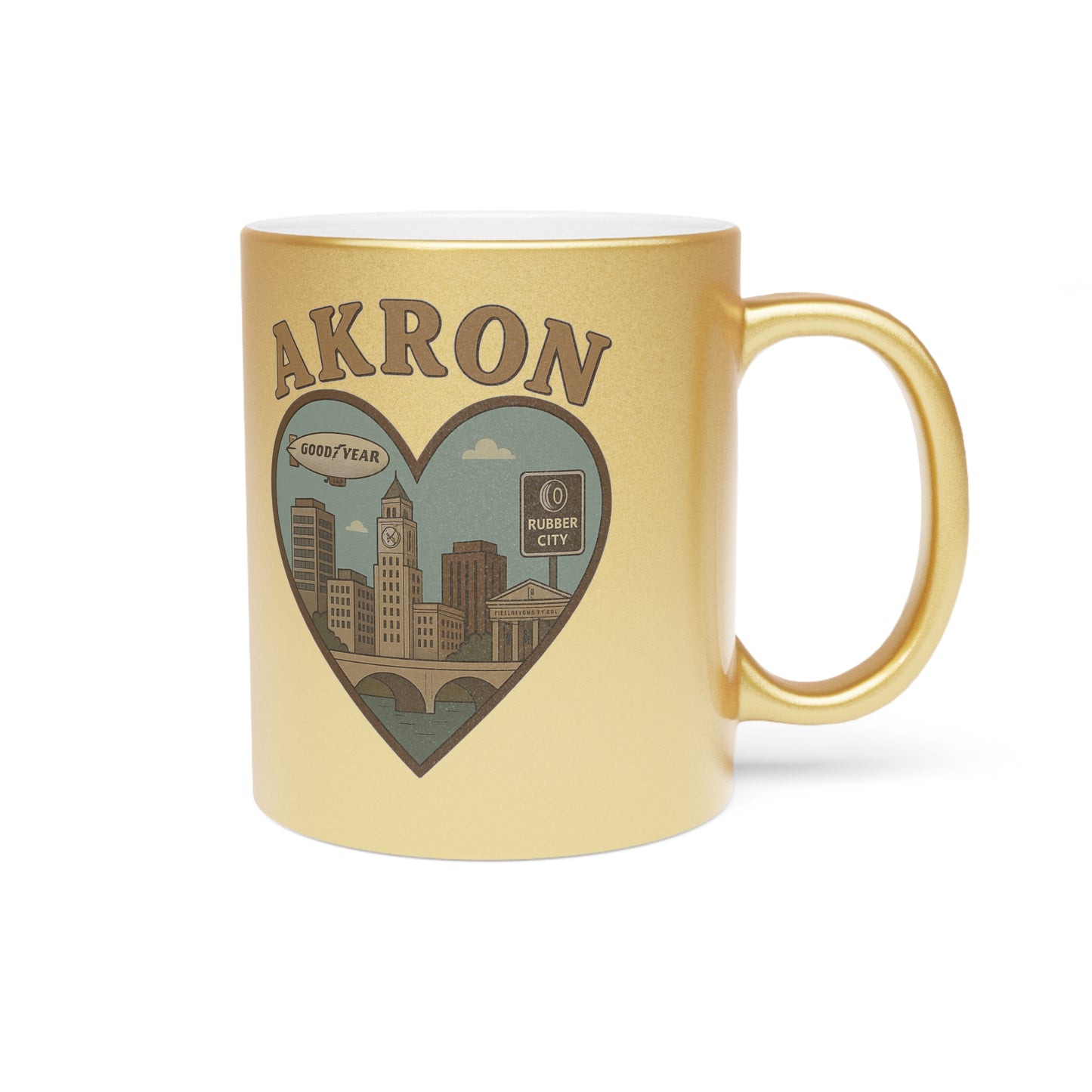 Sip the Essence of Akron with This Dazzling Metallic Mug - Perfect for Skyline Lovers!