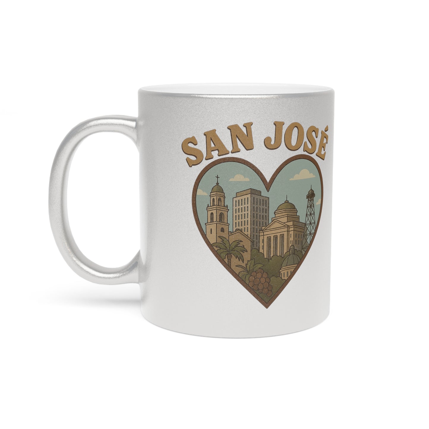 Sparkle and Sip: San José Skyline Metallic Mug for Urban Mug Enthusiasts