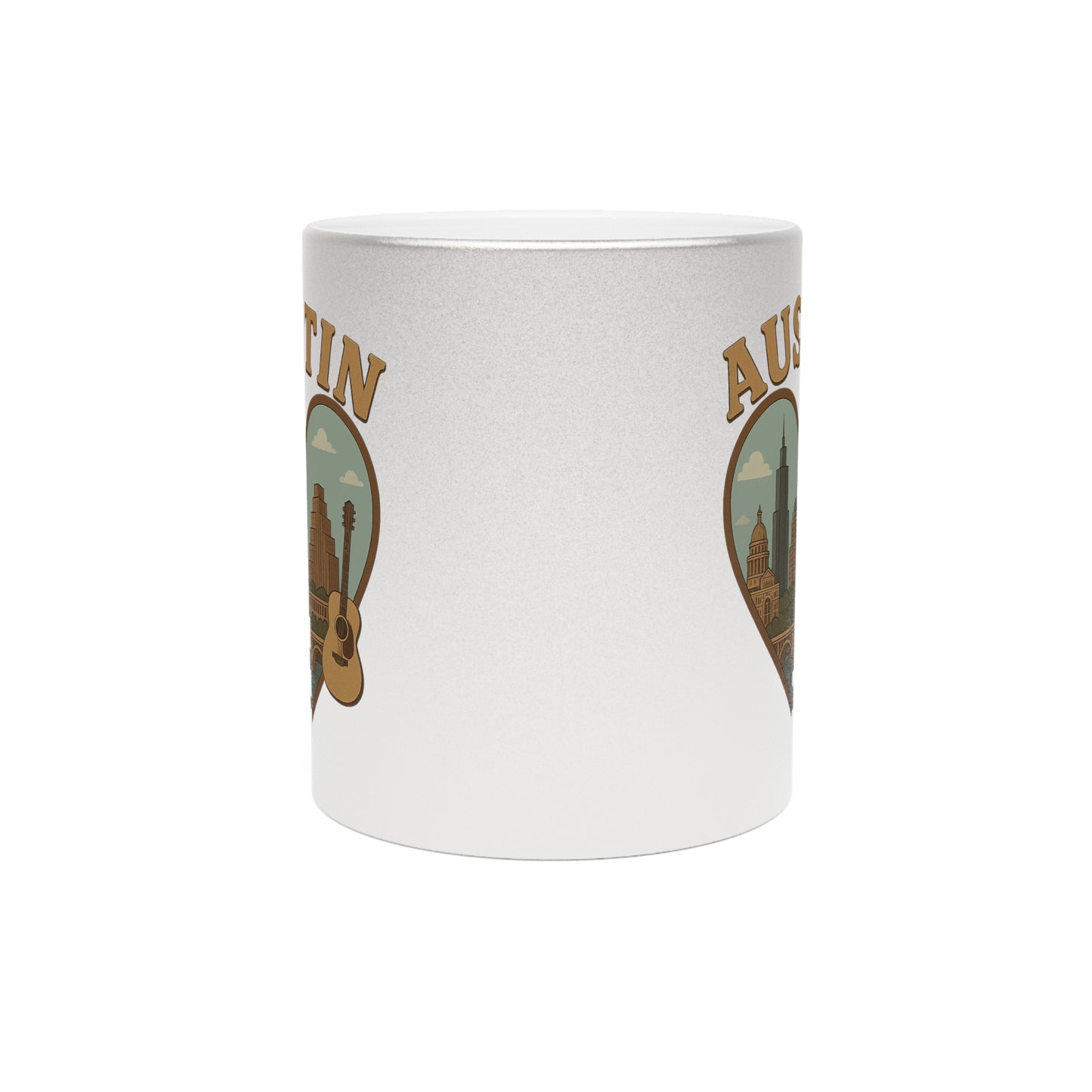 Capture Austin Magic with This Bold Vintage Metallic Mug in Silver and Gold