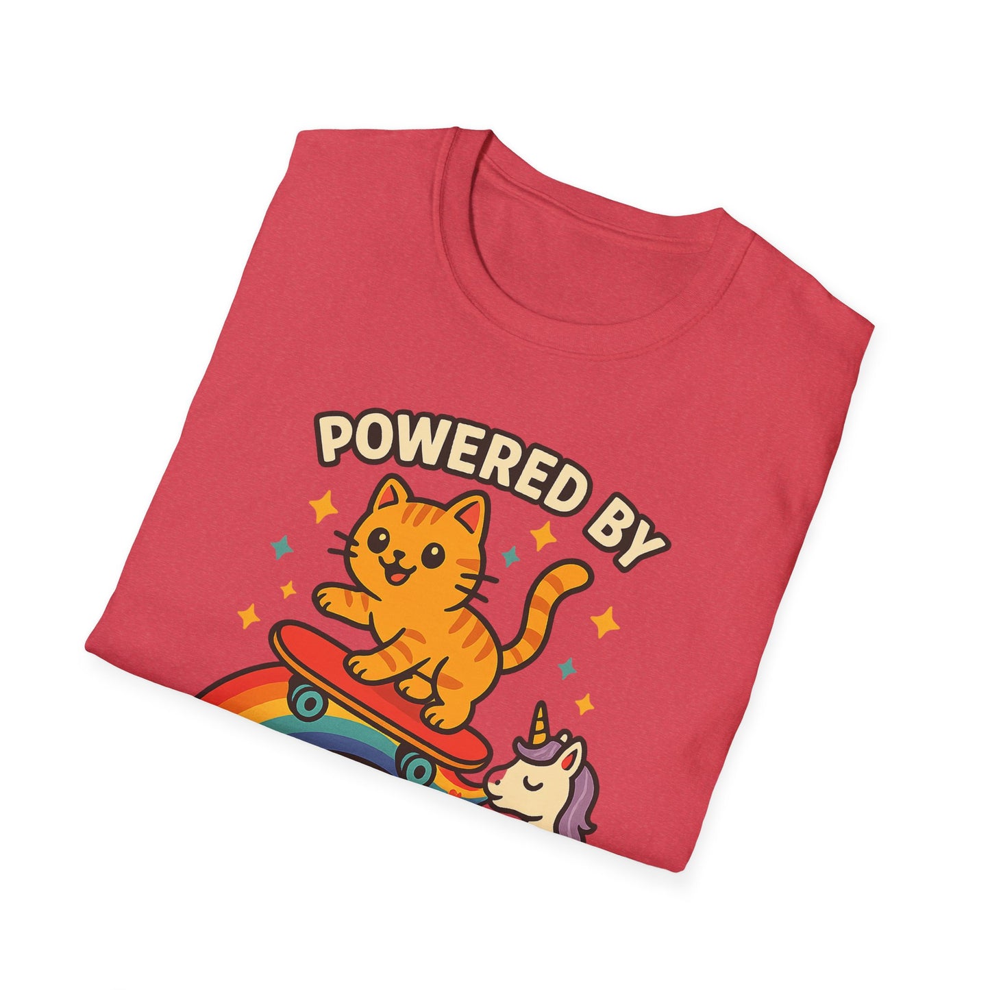 Catch the Magic Wave in a Cat Powered by Unicorn Kisses T-Shirt - Soft Unisex Fit!