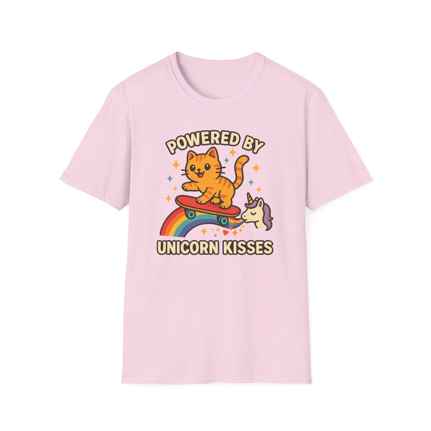Catch the Magic Wave in a Cat Powered by Unicorn Kisses T-Shirt - Soft Unisex Fit!