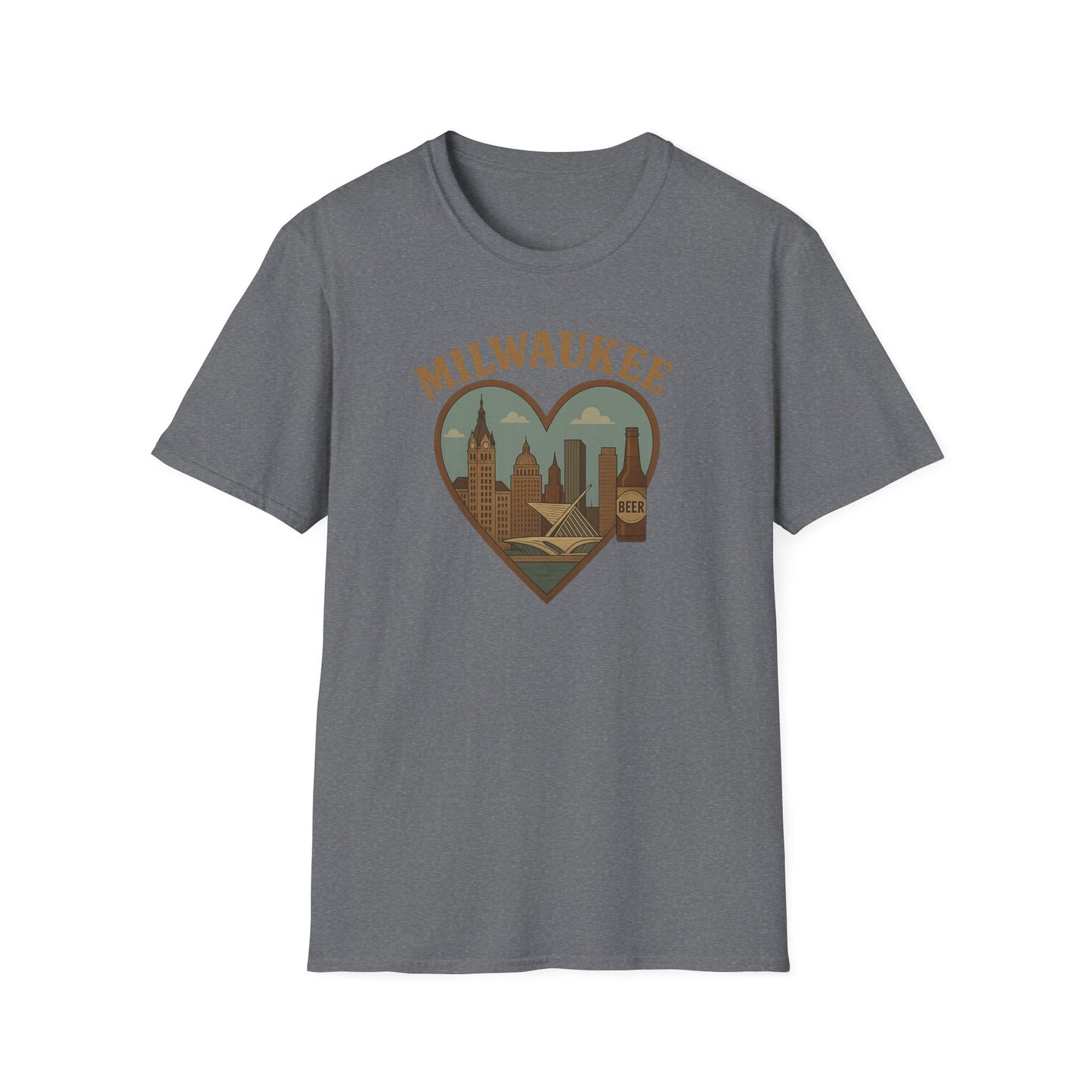 Fall Head Over Heels with This Milwaukee Skyline and Beer Lover's T-Shirt in Soft Unisex Gildan Glory!