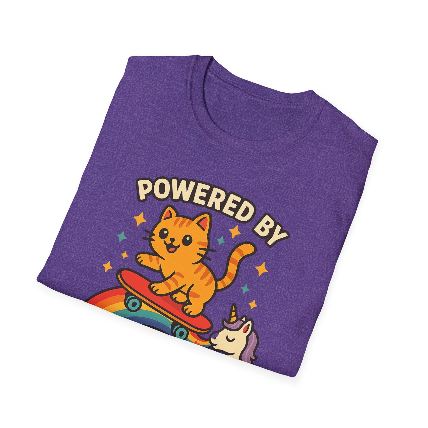 Catch the Magic Wave in a Cat Powered by Unicorn Kisses T-Shirt - Soft Unisex Fit!