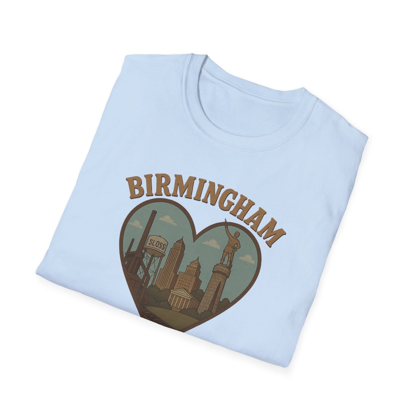 Fall in Love with Birmingham: A Nostalgic Tribute on the Soft Gildan 64000 Tee