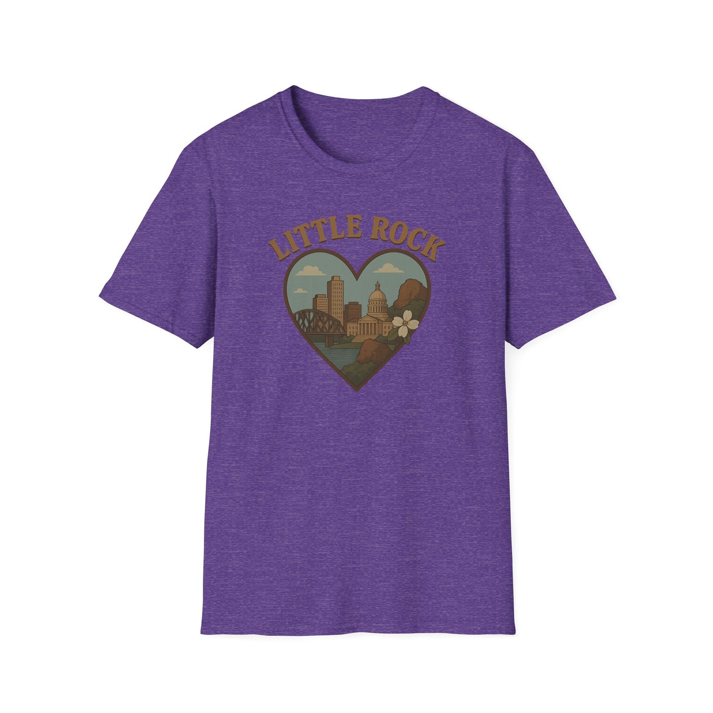 Little Rock Love Affair Graphic Tee - Embrace Arkansas Cityscape in Heart-Shaped Delight