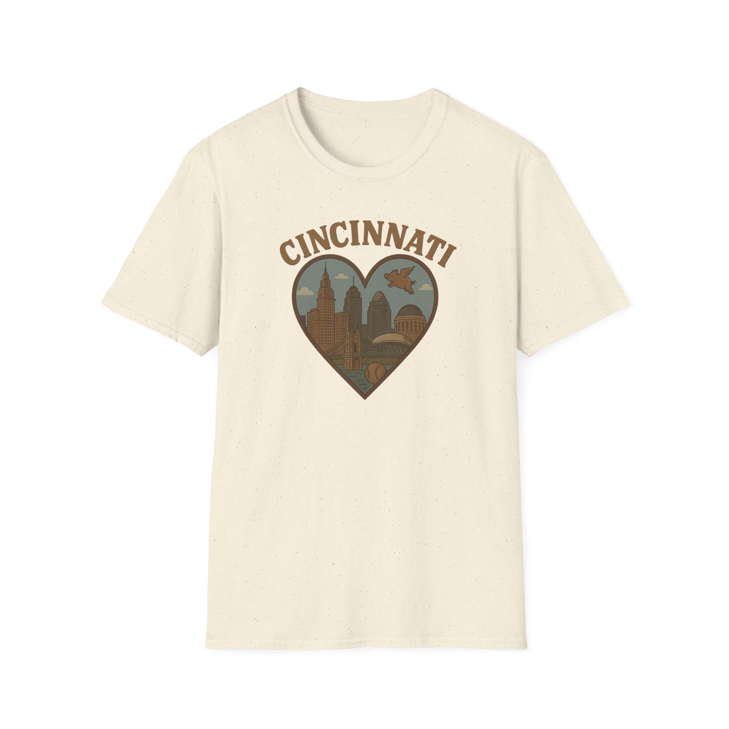 Cincinnati Love Tee: Where Flying Pigs and Skylines Unite for the Ultimate Unisex Statement